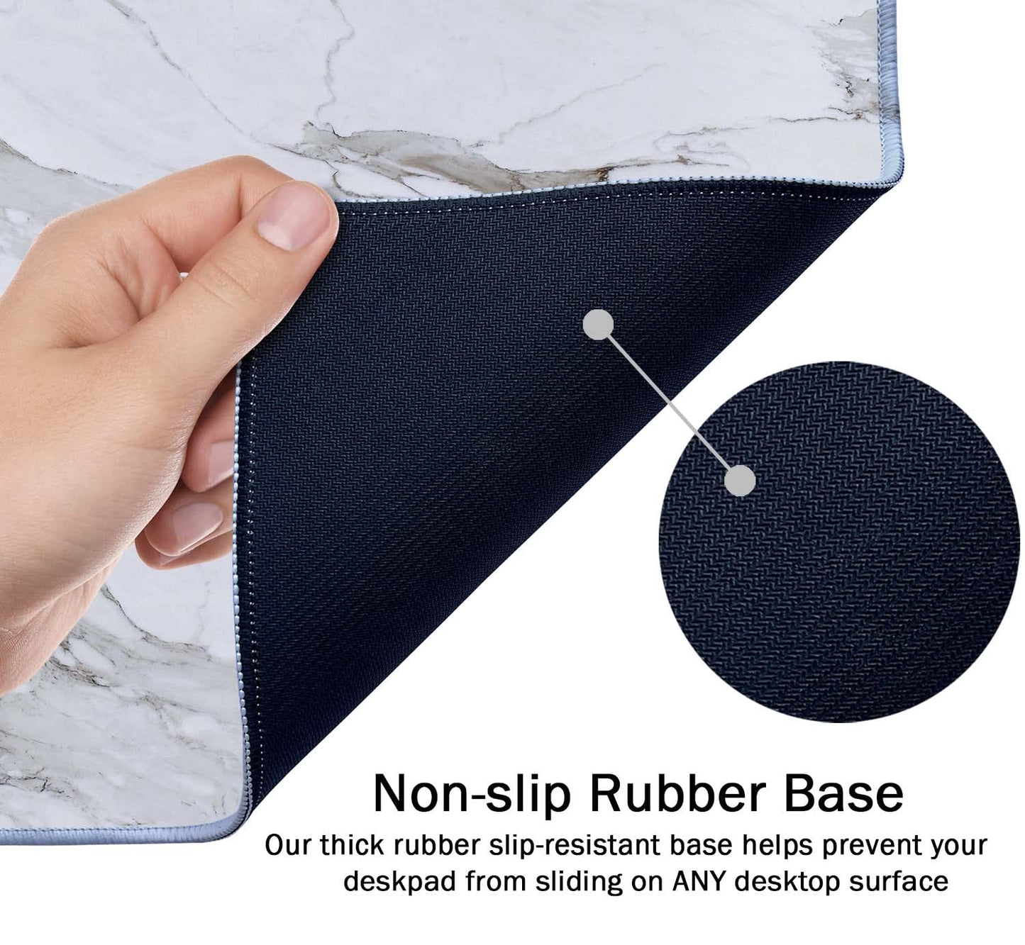SSOIU White Grey Marble Print Desk Mat, Large Mouse Pad, Full Desk XXL Extended Gaming Mouse Pad