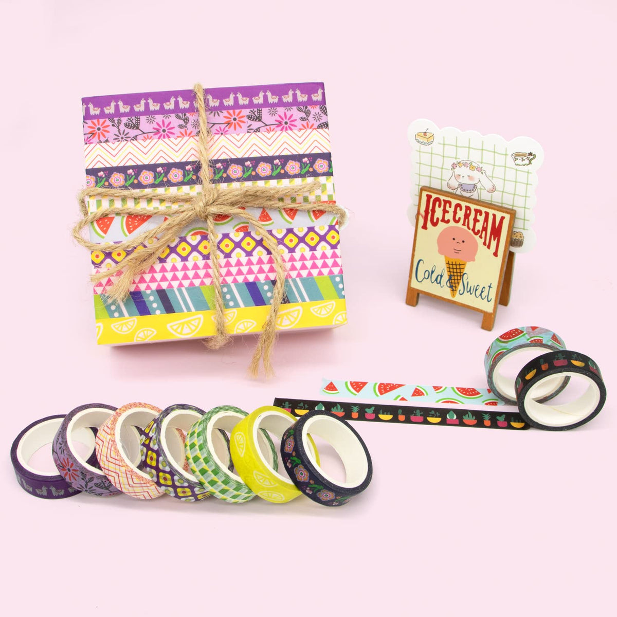 MPOPUUL Ninico 30 Rolls Washi Tape Set - 10mm Wide, Colorful Flower Style Design, Decorative