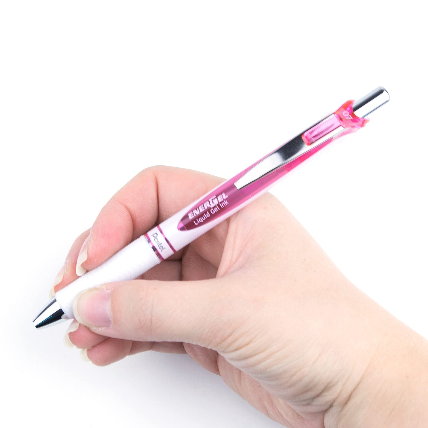 Pentel EnerGel Pearl Deluxe RTX Retractable Liquid Gel Pen, (0.7mm), Accent, Pink Ink, Box of 12