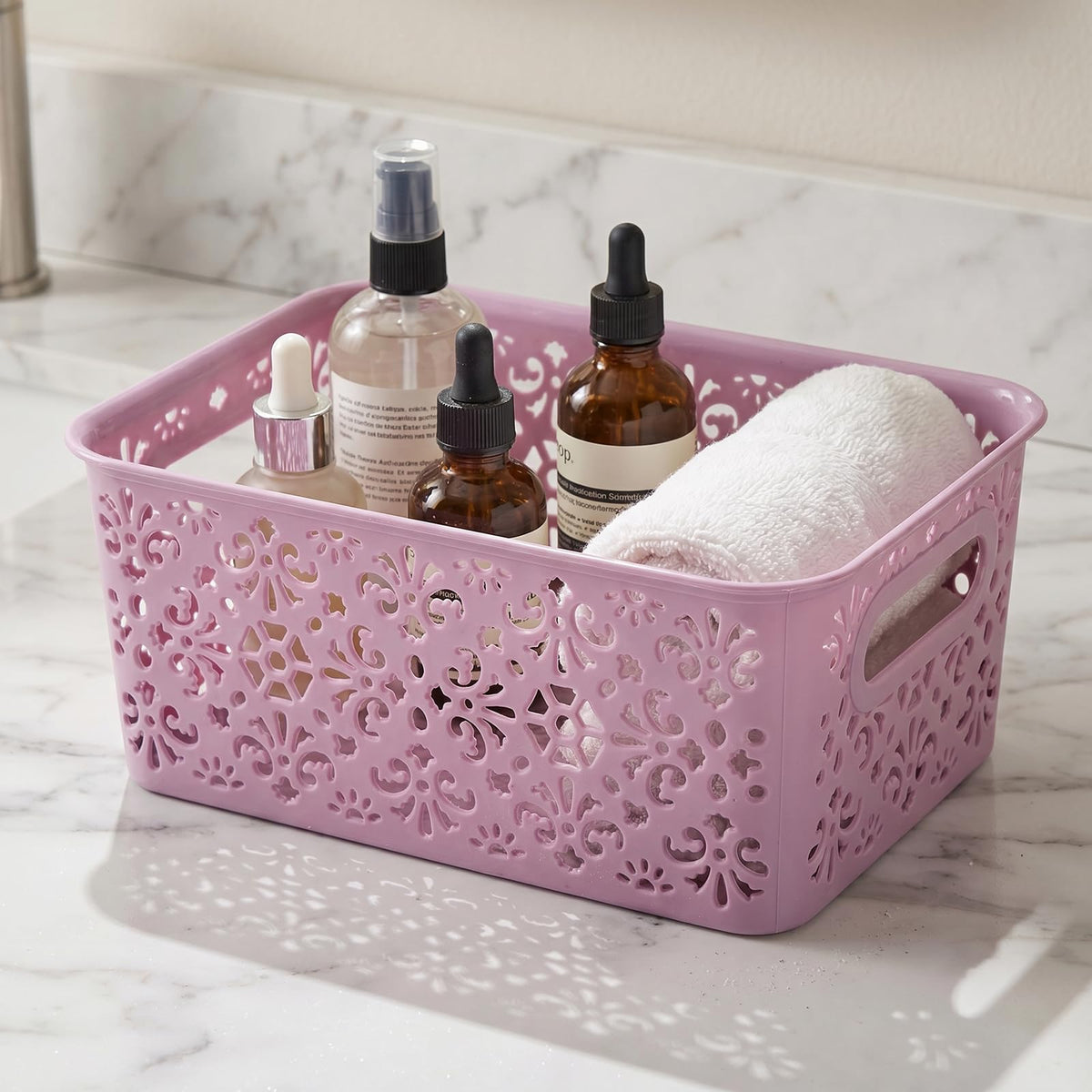 Frcctre 8 Pack Plastic Storage Baskets, Portable Small Pantry Organizer Baskets Bins with Handle