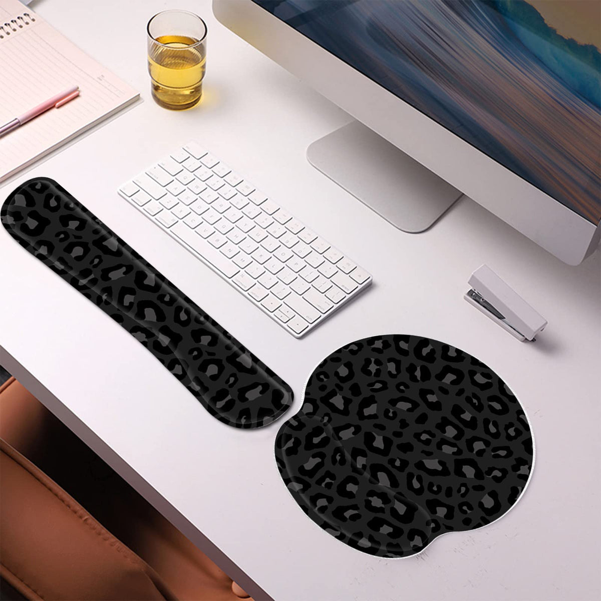 Deokke 2Pcs Keyboard Wrist Rest Pad and Mouse Wrist Rest Support Mouse Pad Set,Ergonomic
