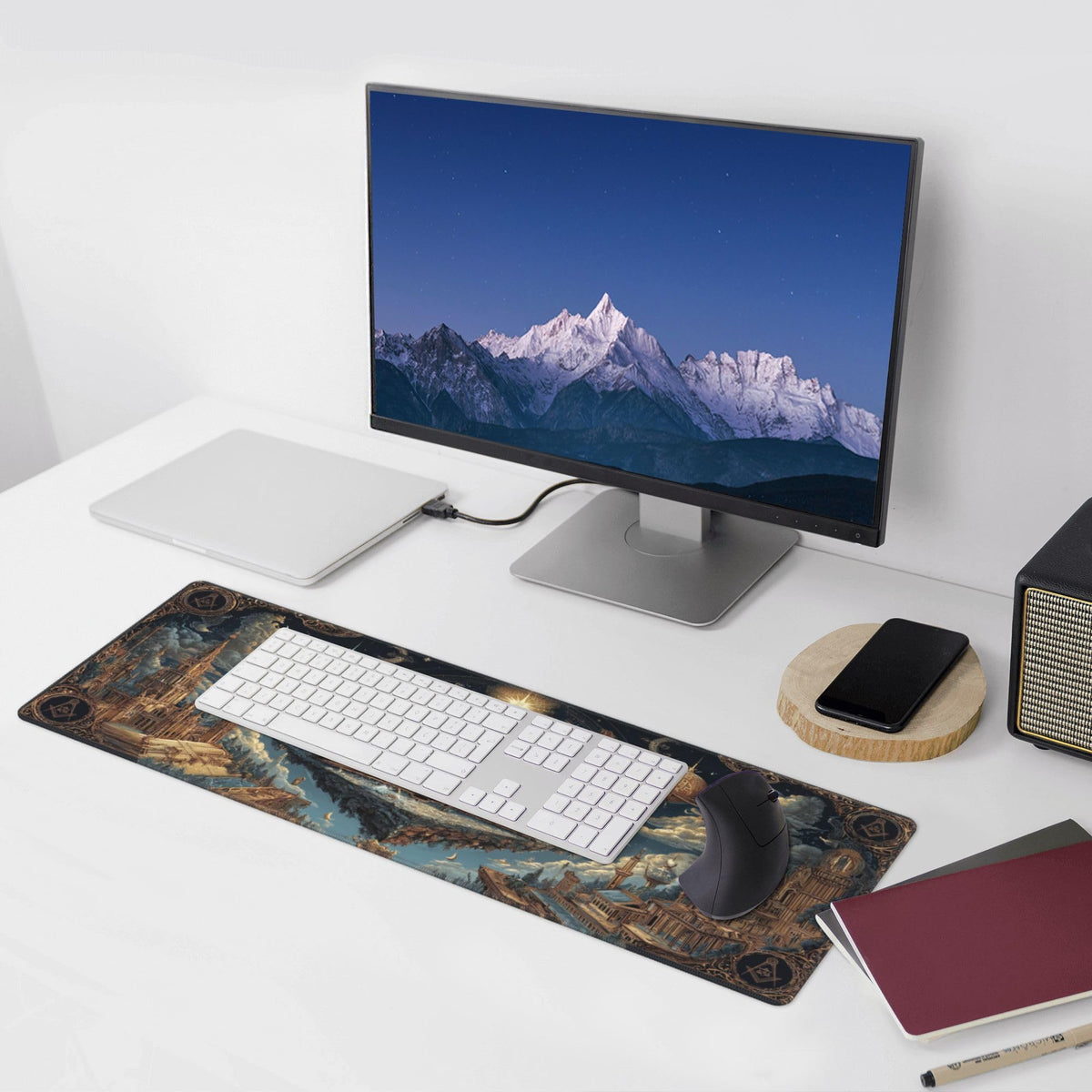 Gothic Masonic Mouse Pad Extended Large Gaming Mouse Pad XL Stitched Edges for Gamer Home Office
