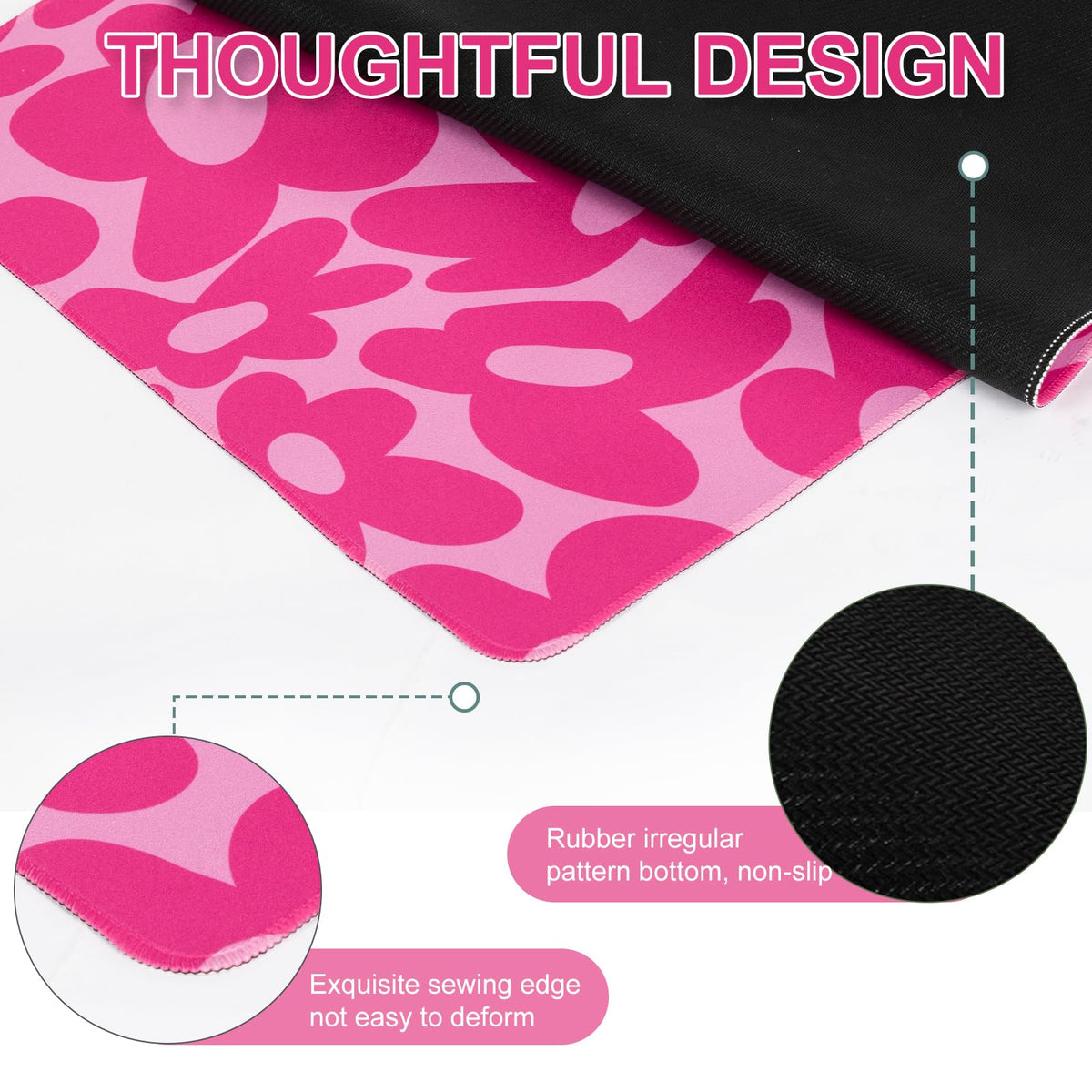 L-SPOUTTO Pink Gaming Mouse Pad Large Desk Mat 35.4x15.7in XXL Mousepads