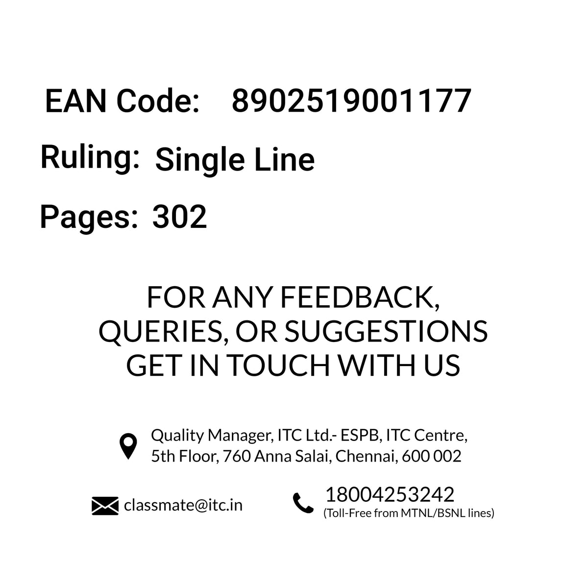 Classmate Premium 6 Subject Notebook - 203mm x 267mm, Soft Cover, 300 Pages, Single Line