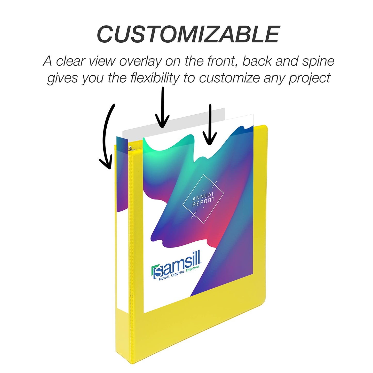 Samsill Durable 1 inch 3 Ring Binder, D Ring Binder, 100% Recycled Chipboard, Yellow, 4 Pack