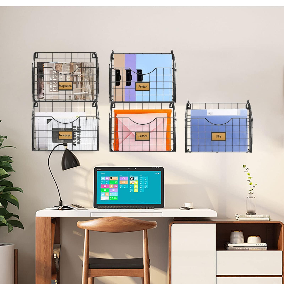X-cosrack 5-Tier Over the Door File Organizer, Stackable Hanging Wall Files Rack with Door Hooks