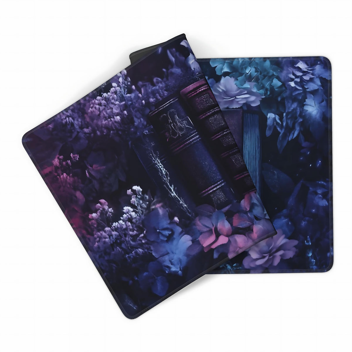 Floral Aesthetic Book Gaming Mouse Pad, Purple Dark Romanticism Desk Mat with Anti-Slip Base &