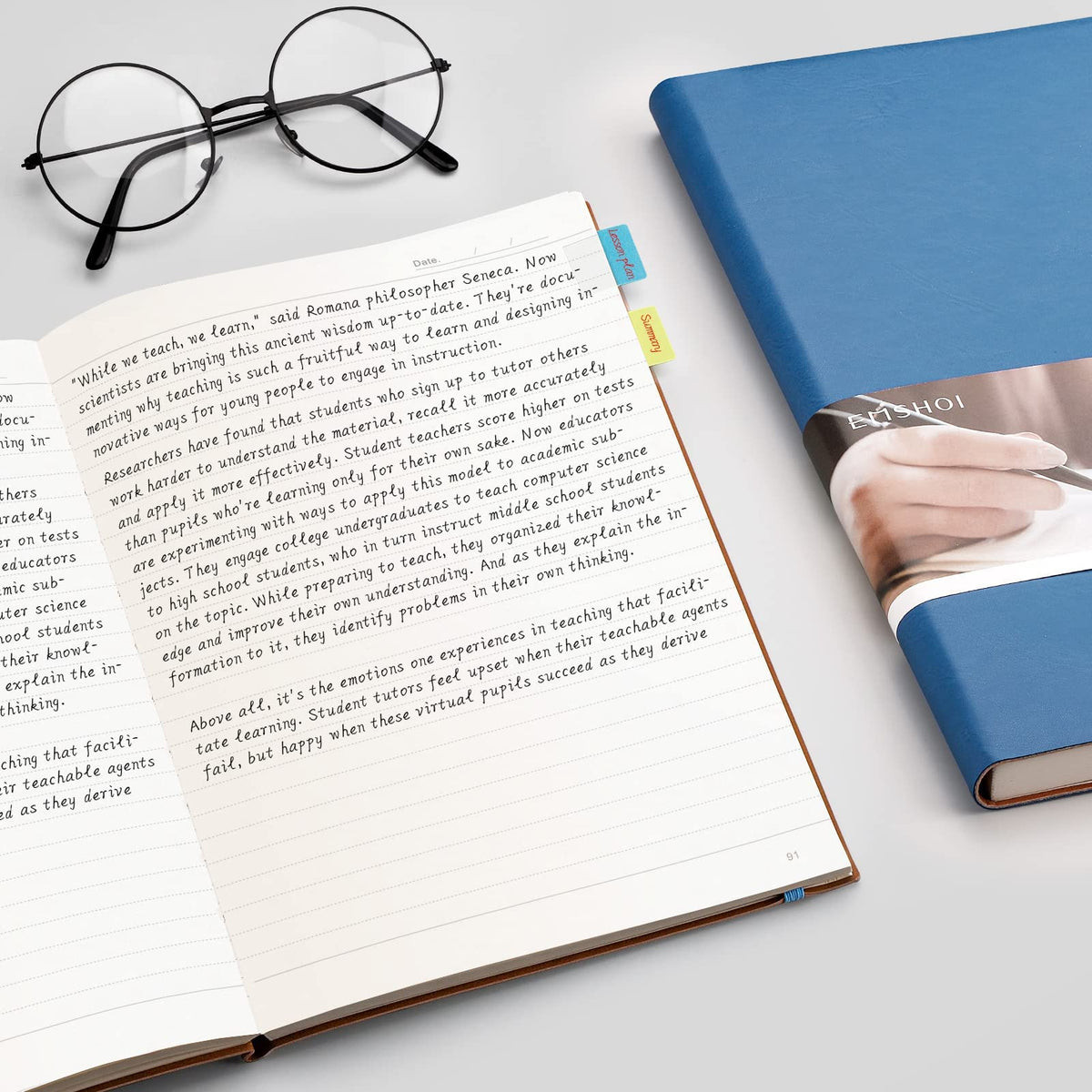 EMSHOI Lined Journal Notebook, 204 Numbered Pages, B5 Size (7.5'' x 10'')