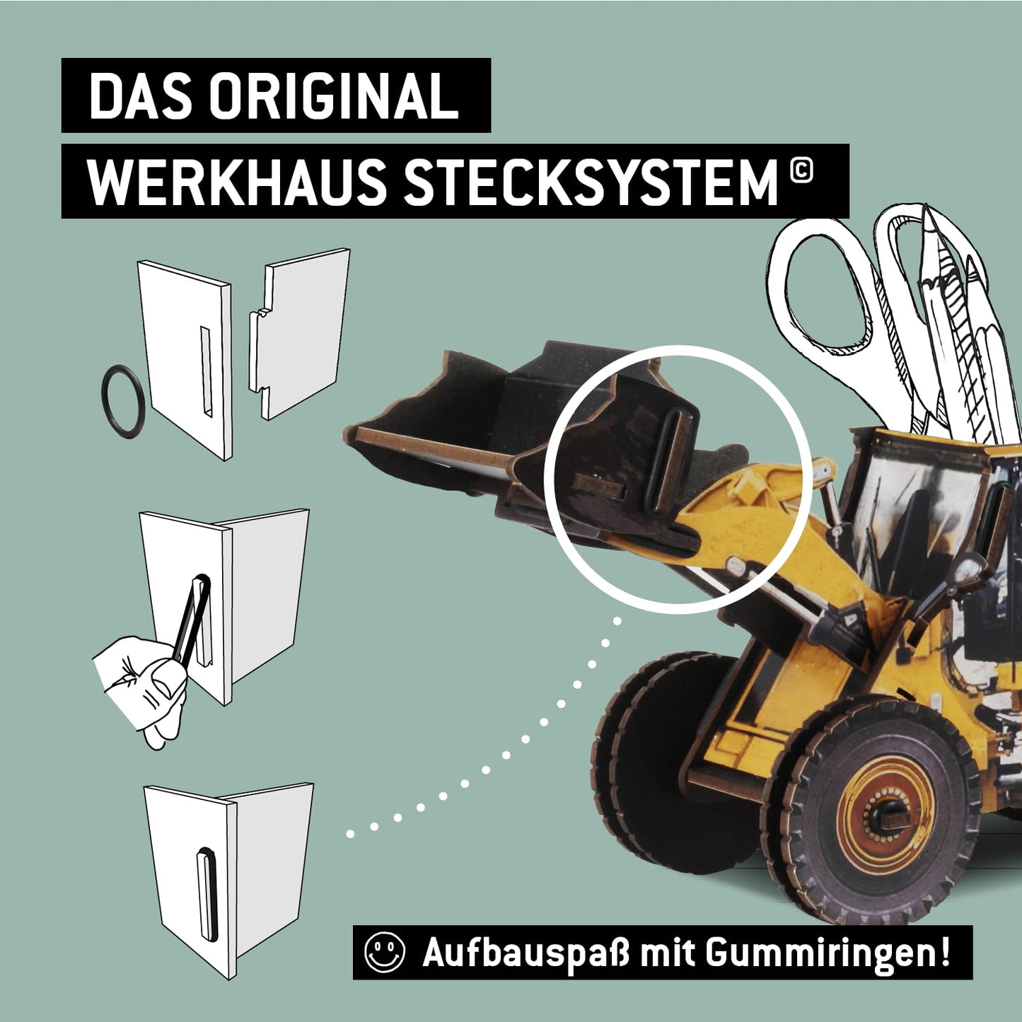 Werkhaus Design + Produktions GmbH Pencil Box Wheel Loader 15 x 11 x 29 cm