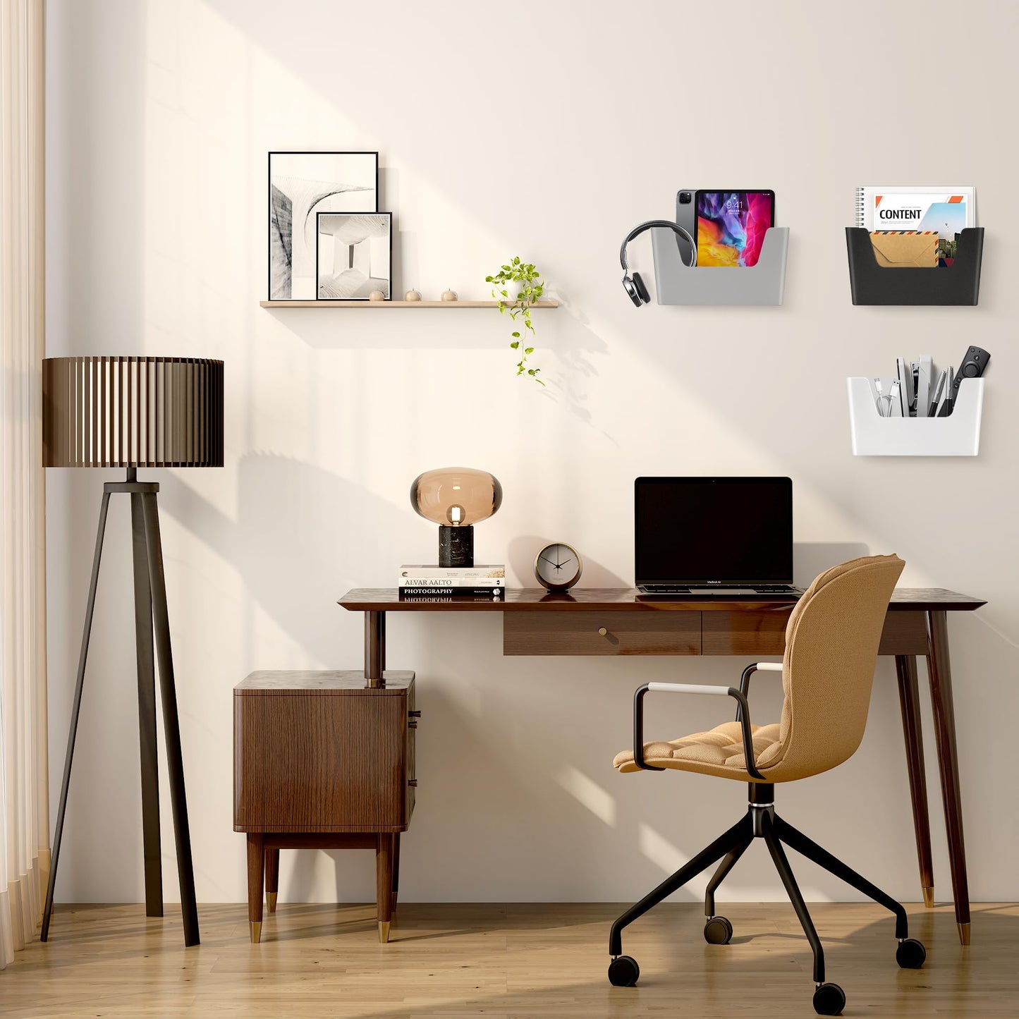 JOMOLA No Drilling File Holder 5 Pack Mail Organizer Wall Mount File Organizer Holder Office Wall