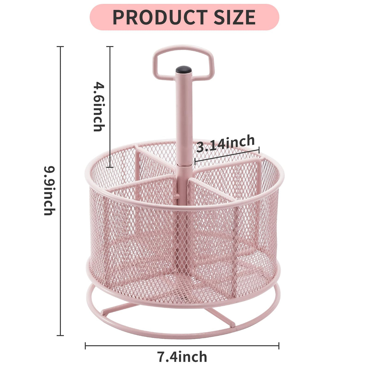 Marbrasse Mesh Desk Organizer, 360-Degree Rotating Multi-Functional Pen Holder, 4 Compartments