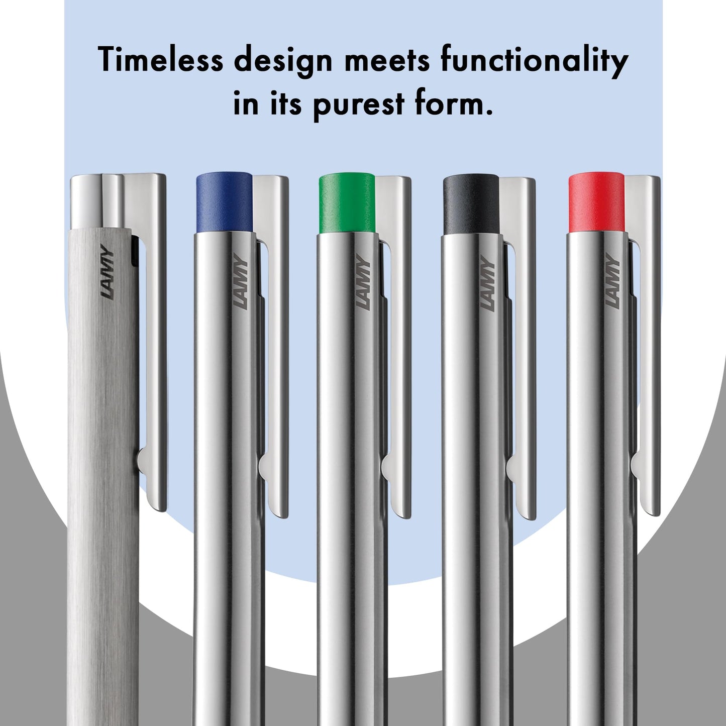 Lamy logo matt blue - Ballpoint Pen in an elegant & robust stainless steel case - line width M