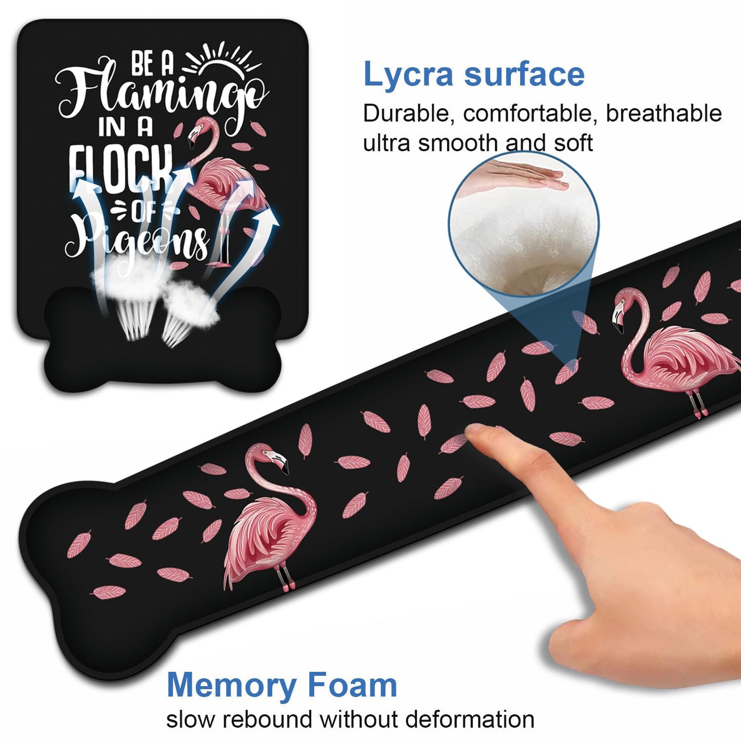 Keyboard Wrist Rest + Mouse Pad Wrist Rest Support Set with Coasters,Be a Flamingo in a Flock