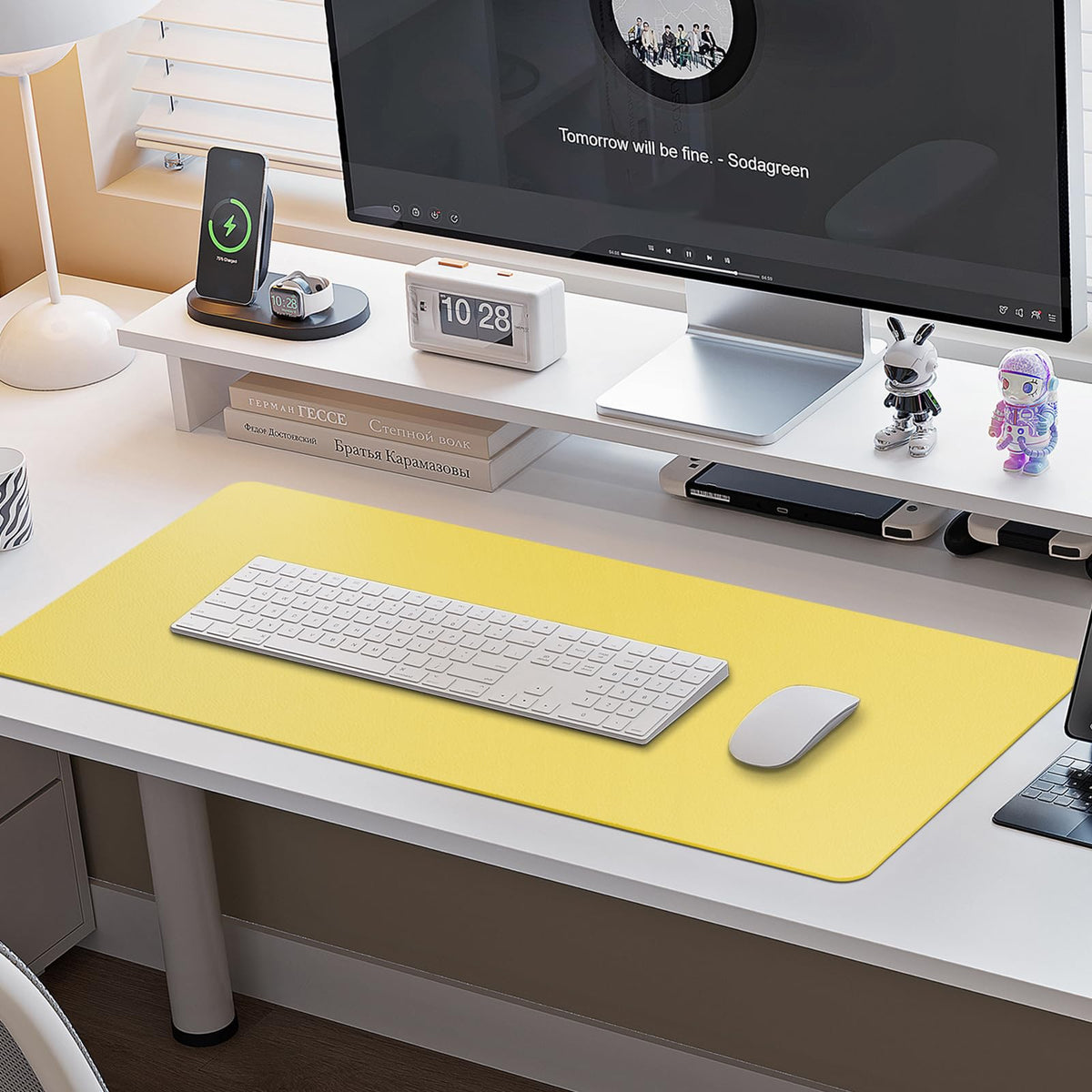 Boutilon Leather Desk Pad Protector,Non-Slip Mouse Pad,Laptop Desk Pad,Office Mouse Mat,Waterproof