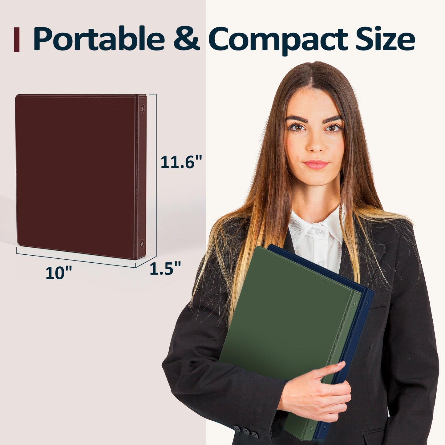 BinderX 3 Ring Binder 1.5 Inch, Clear View Binder, Burgundy Red, Letter