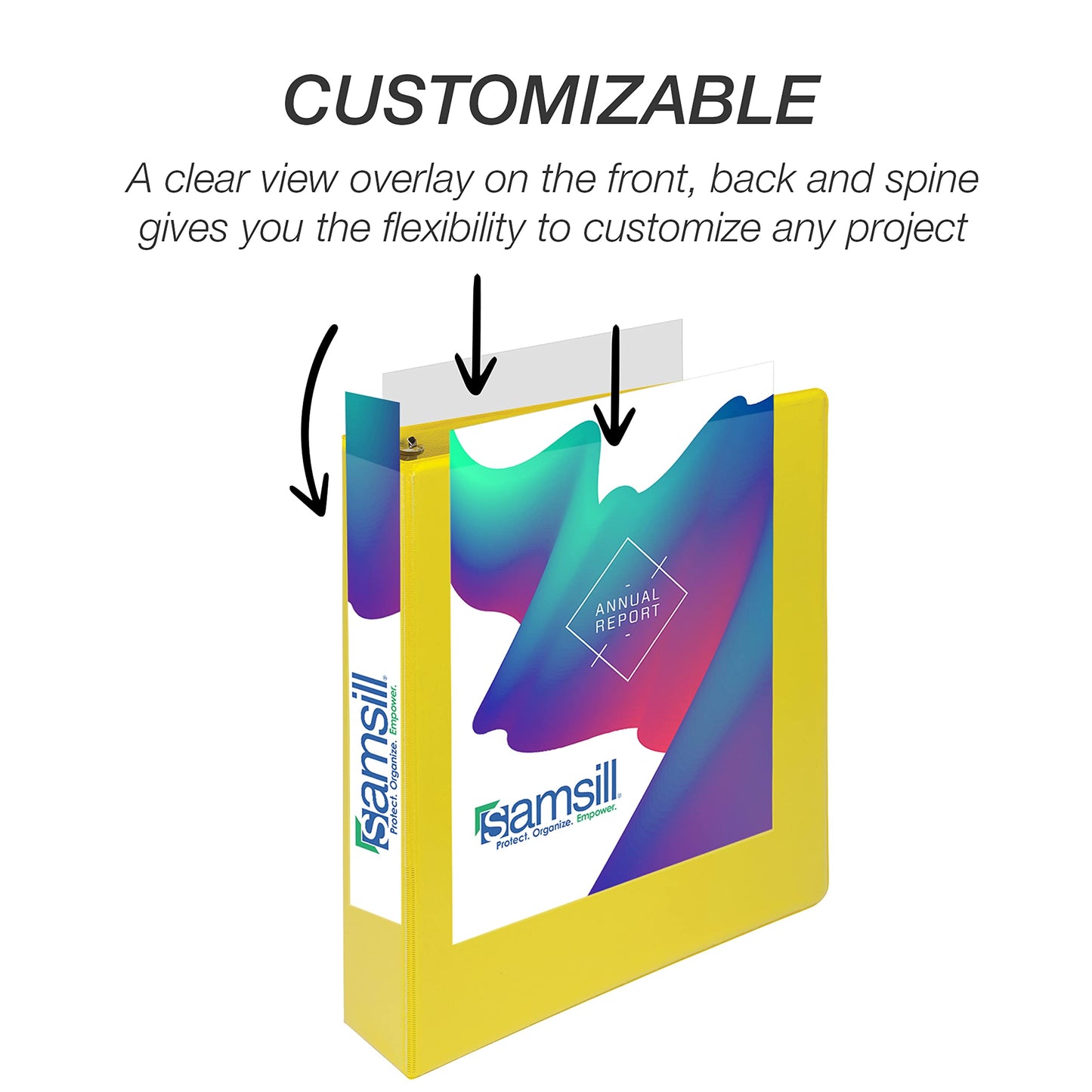 Samsill Durable 1.5 inch 3 Ring Binder, D Ring Binder, 100% Recycled Chipboard, Yellow, 4 Pack