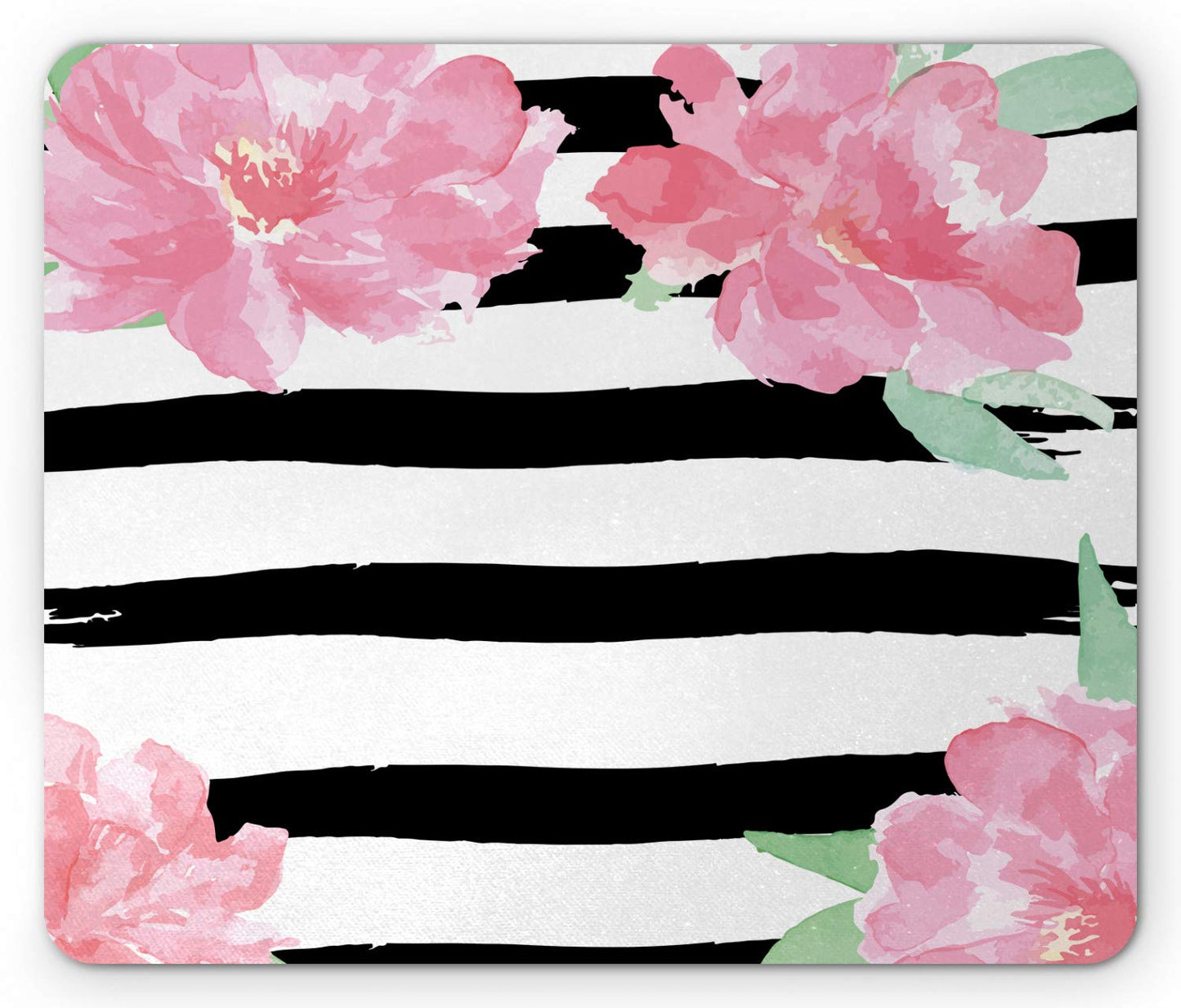 Lunarable Floral Mouse Pad, Watercolor Peony Flowers Dark Brush Strokes Romantic Spring Print
