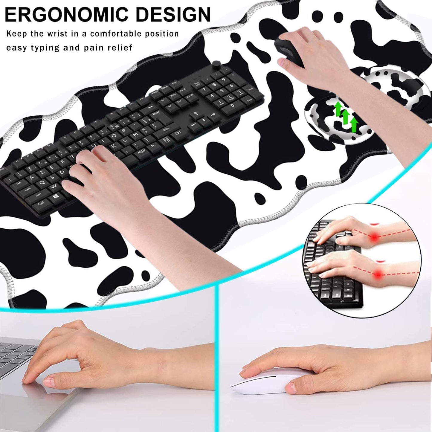 CICPLKSE Mouse Pad with Wrist Support + Desk Mat + Coaster 3 in 1 Set, XL Large Gaming Mousepad