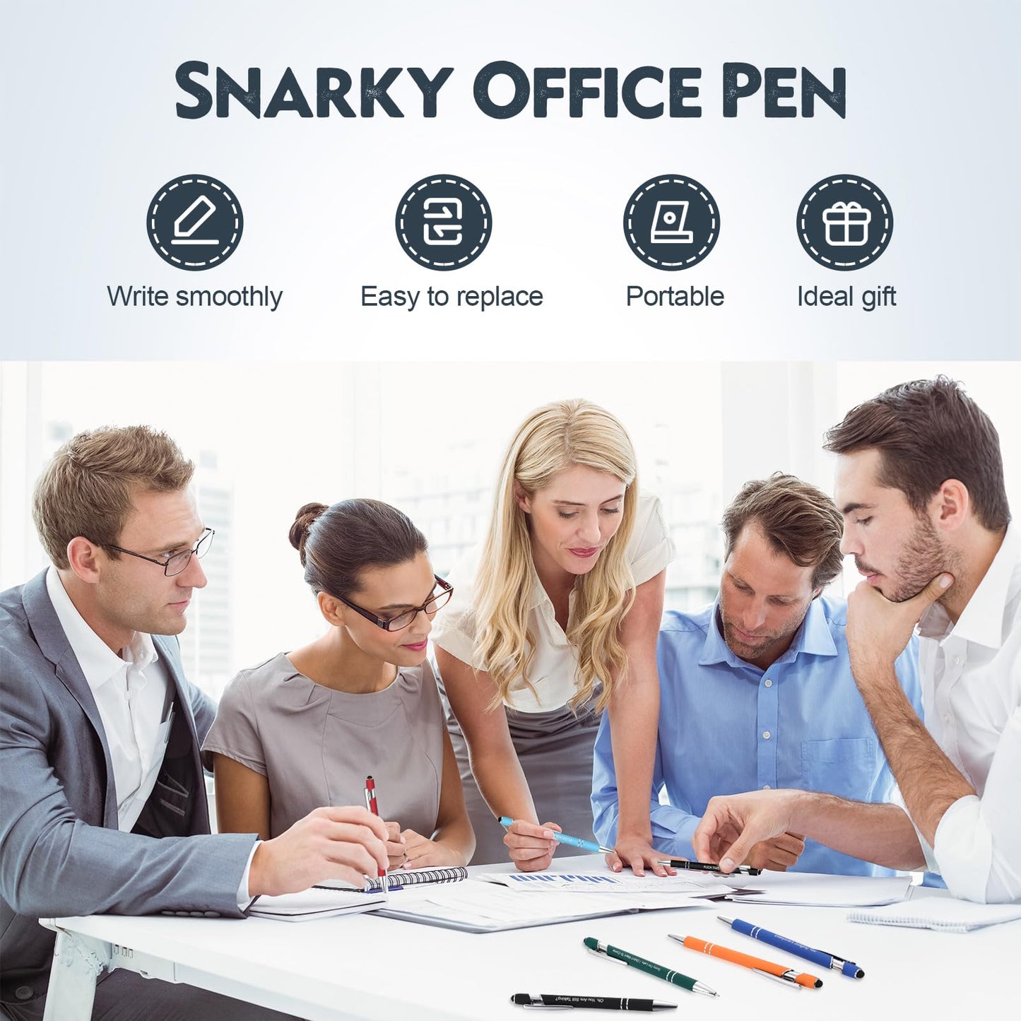 Teling 40 Pcs Snarky Office Funny Ballpoint Pens Motivational Rude Quotes