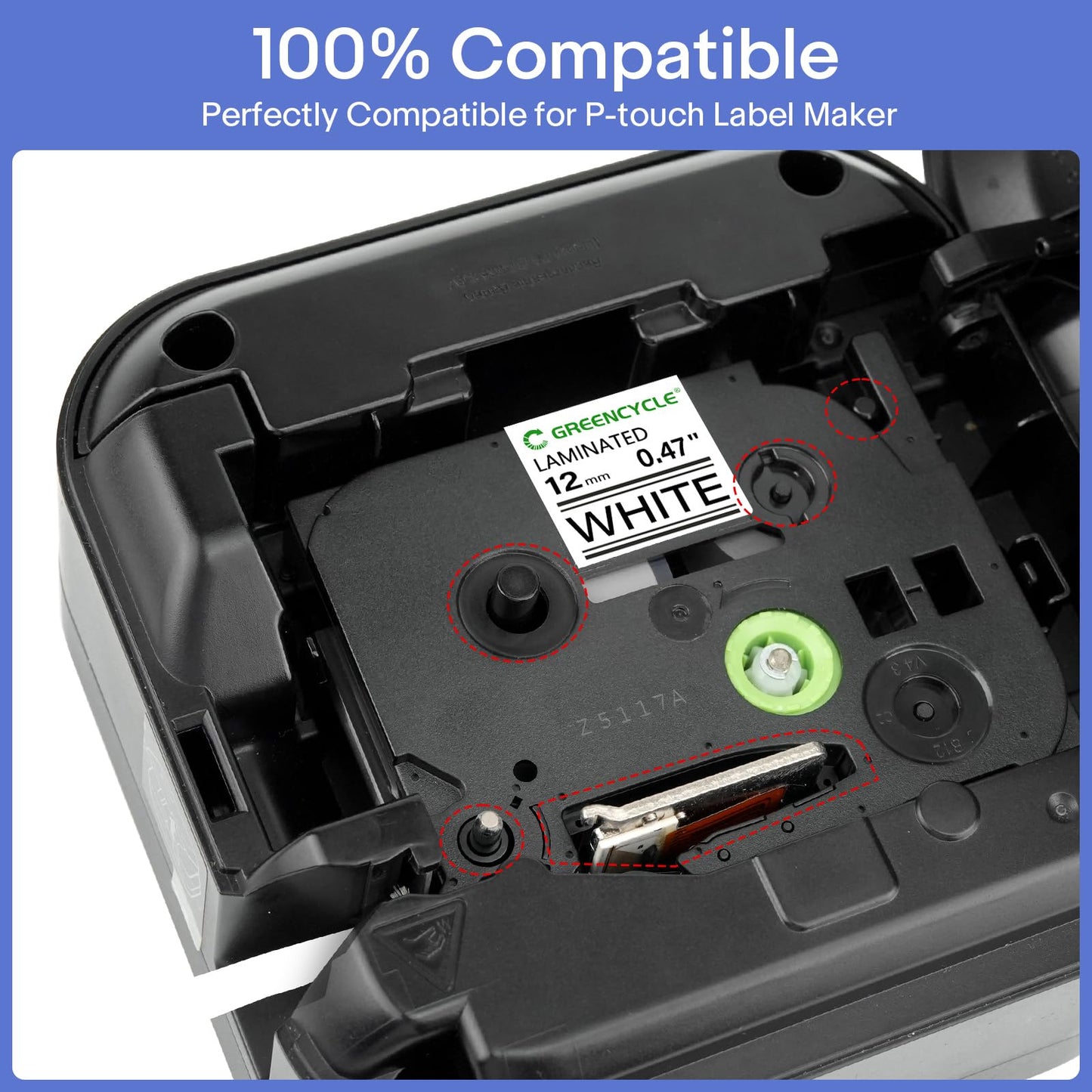 GREENCYCLE 12mm 0.47 Laminated White Tape Compatible for Brother P-touch Label Maker Tape TZe-231