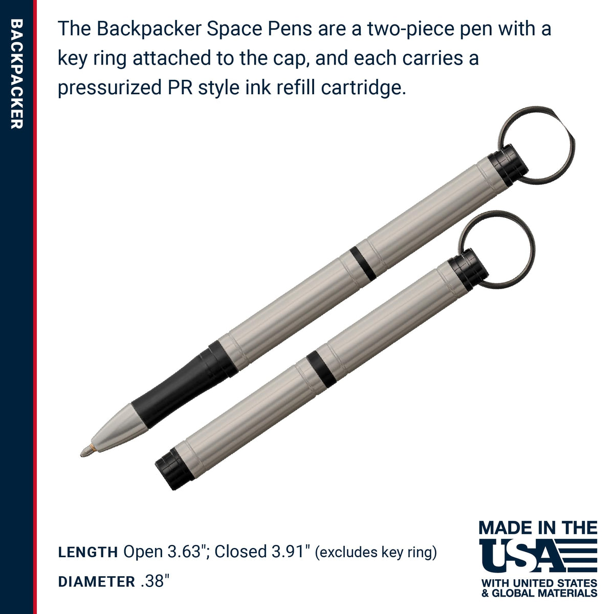 Fisher Space Pen Chrome Backpacker Pressurized Ballpoint Pen, Gift Box