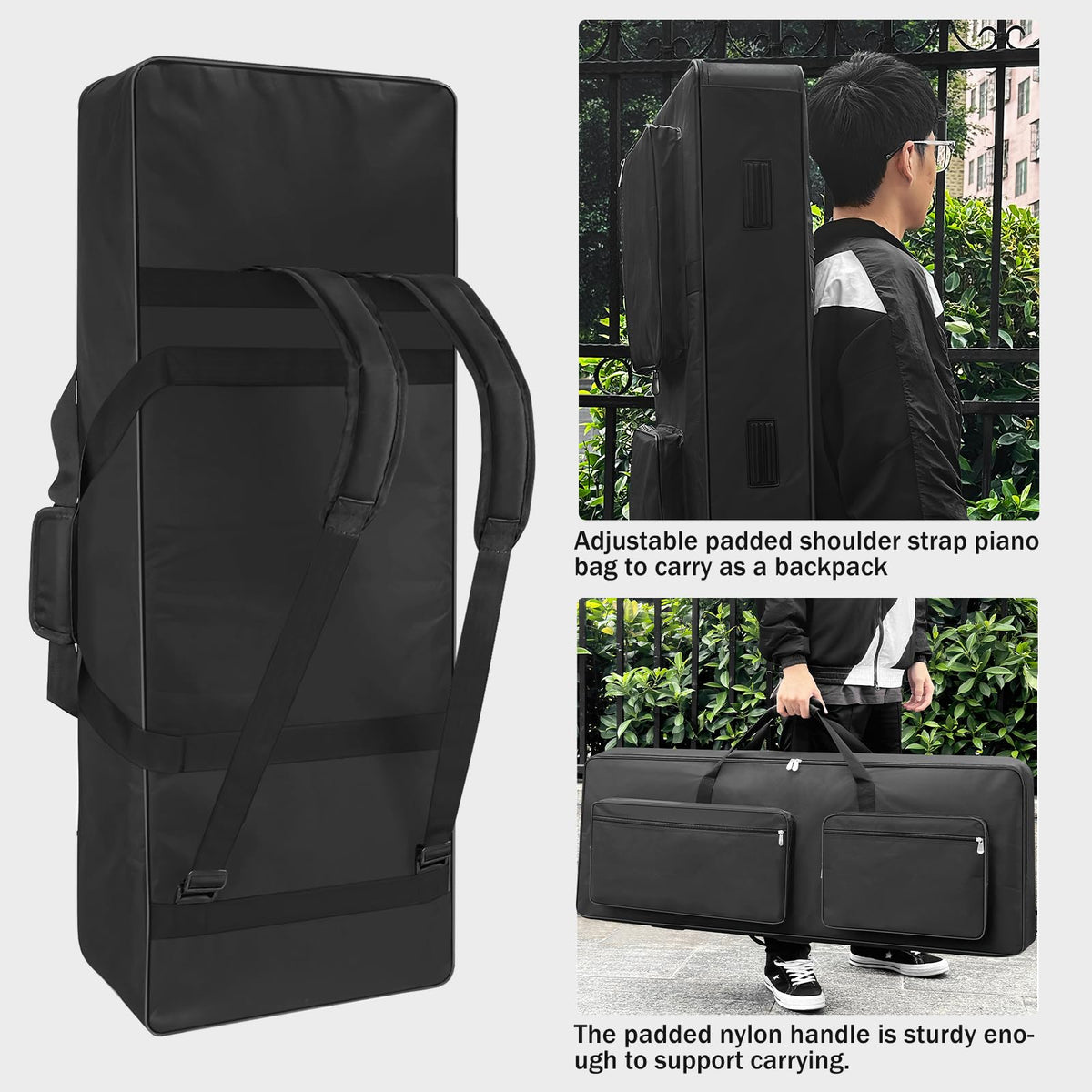 XIDIHF 76 Key Piano Keyboard Case Bag 46.46" x 5.11" x 17.91",Portable Padded Keyboard Gig Bag with