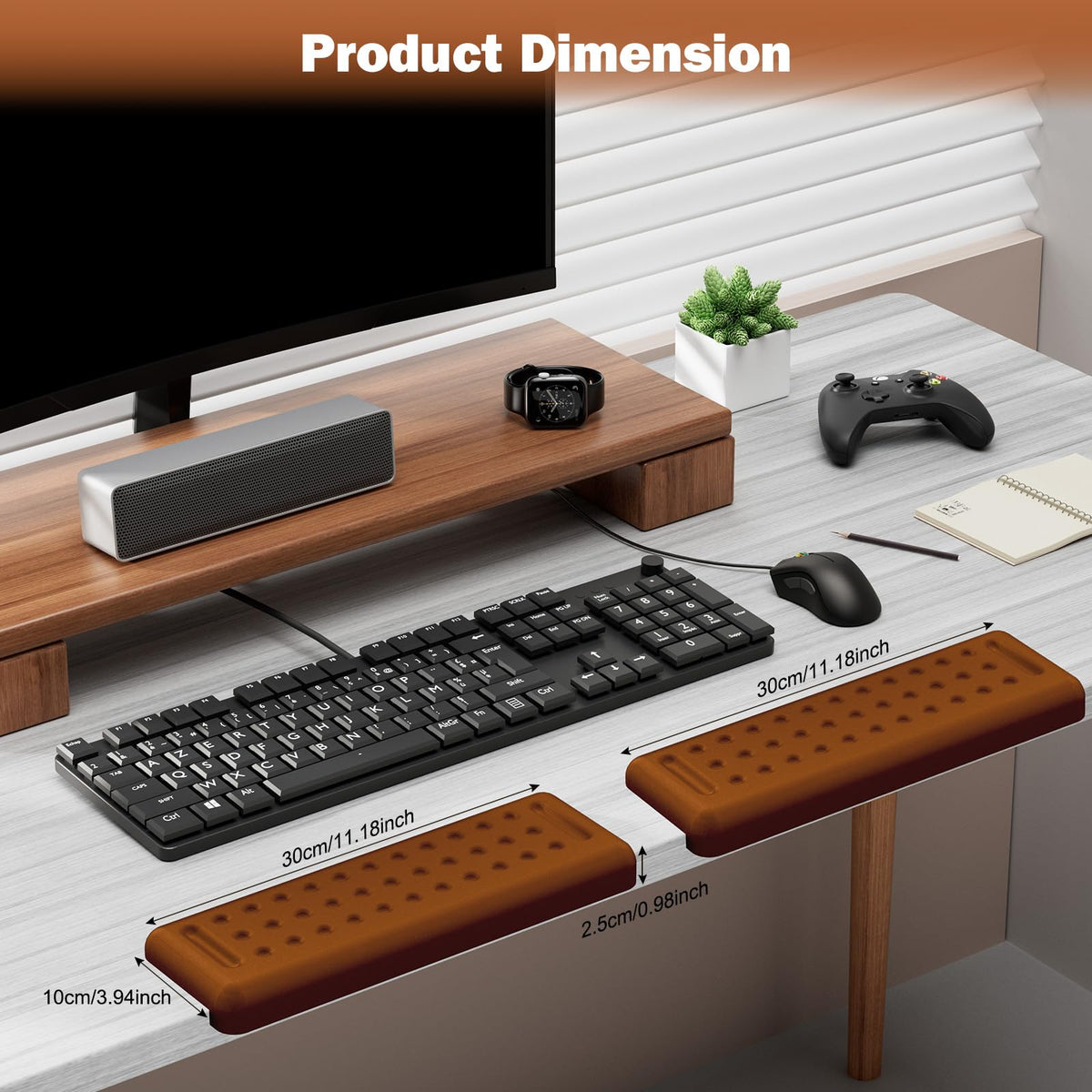 Leolee L-Shaped Desk Elbow Pads for Desk, Brown Arm Rest for Desk