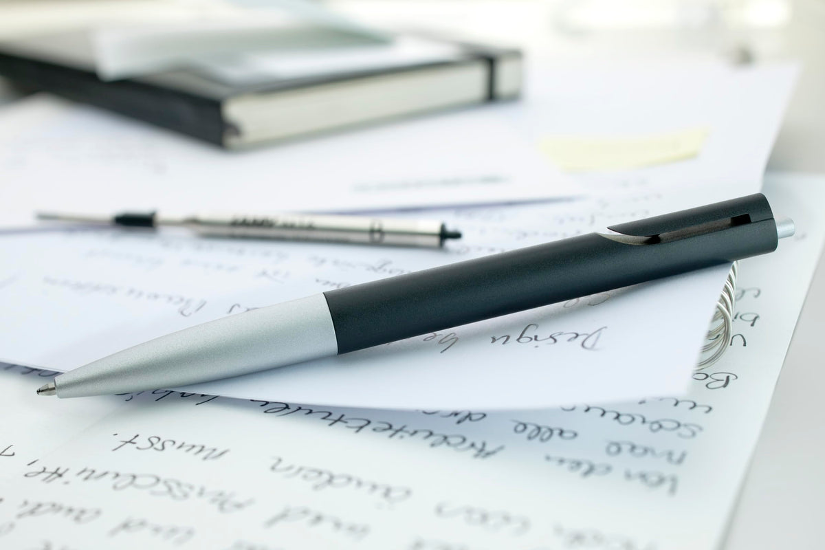 Lamy noto 283 Simple Ballpoint Pen Plastic Black/Silver with Triangular Body and Push Mechanism