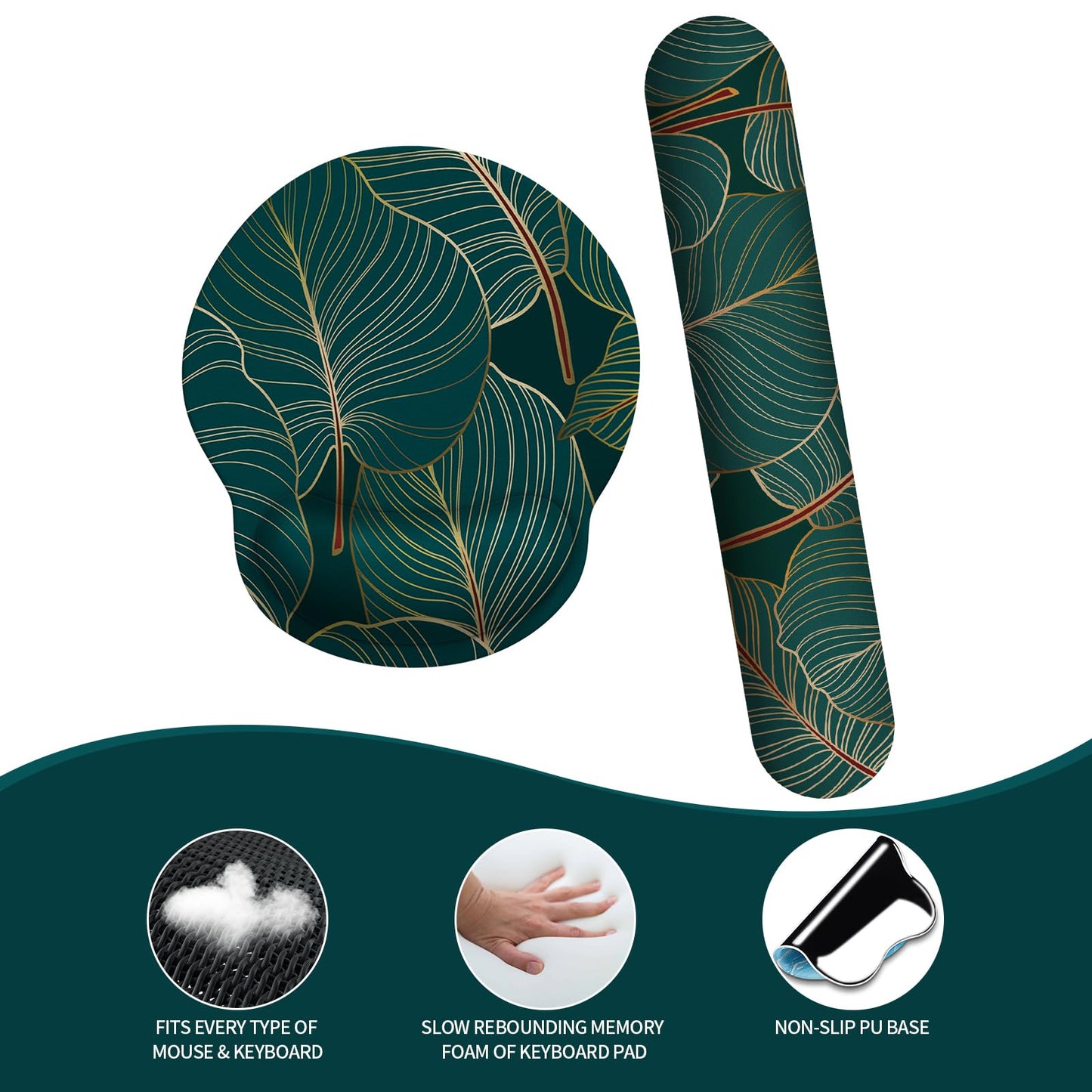 eulps Mouse Pad Wrist Support, Ergonomic Memory Foam Keyboard Wrist Pad & Gel Wrist Rest Set for