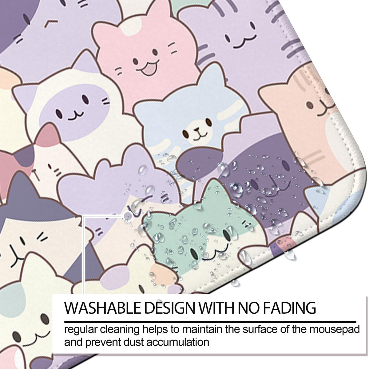 JIANG100 Cute Cat Gaming Desk Mat, Kawaii Pastel Extended Mouse Pad, Pink