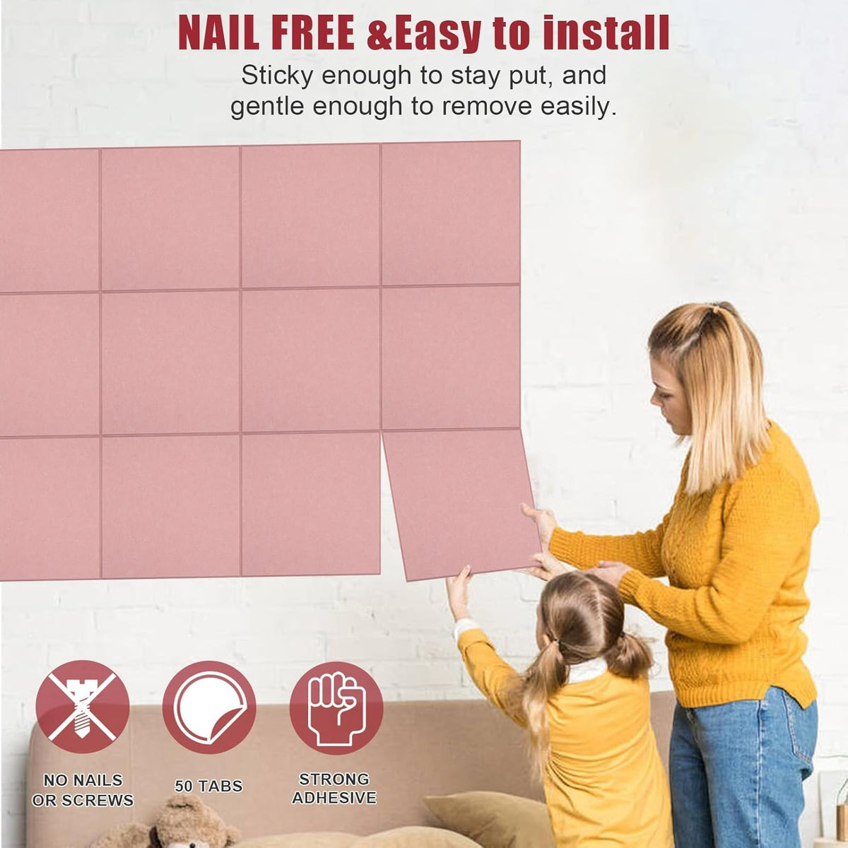 48" x 36" Large Felt Bulletin Board & Cork Board Alternative, Pink