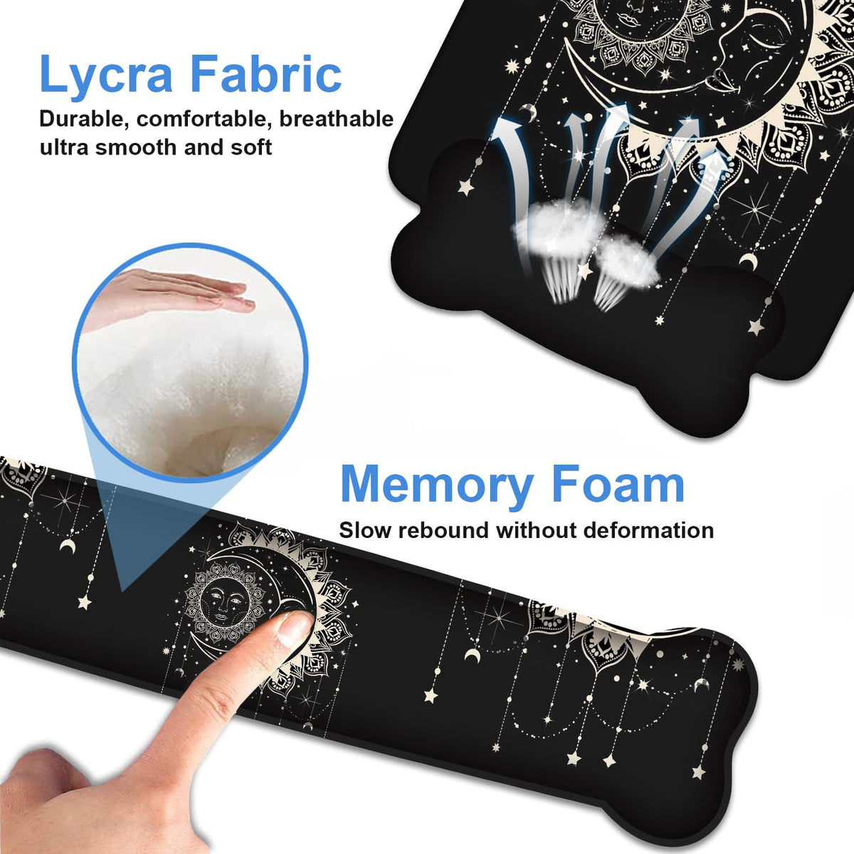 Wrist Rest Support Ergonomic Gel Mouse Pad and Memory Foam Keyboard Set, Non-Slip Rubber PU Base