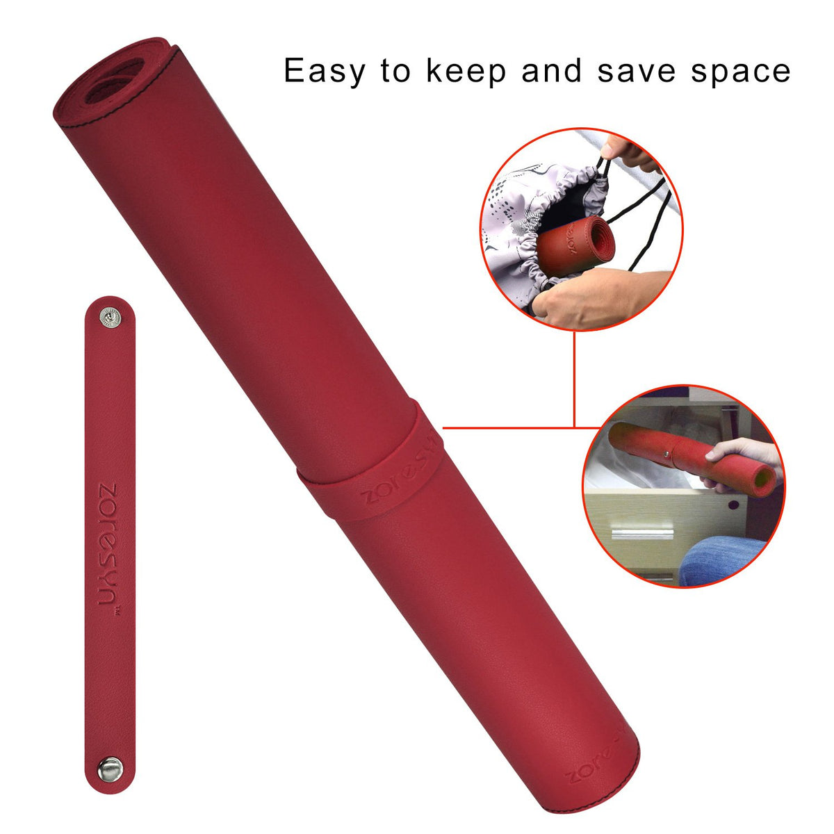 ZORESYN Large PU Leather Desk Mat 35.4"x15.8", Red