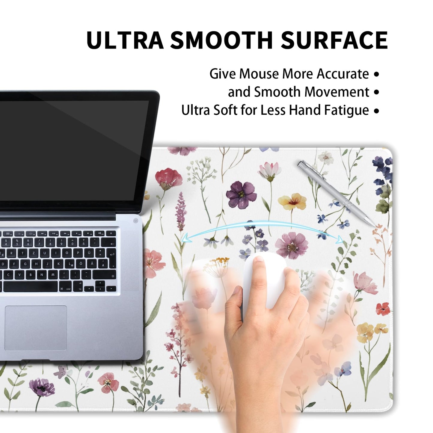 Floral Desk Mat Large Extend Mouse Pad XL Beige Boho Desk Pad 31.5x11.8 Inch Cute Minimalist
