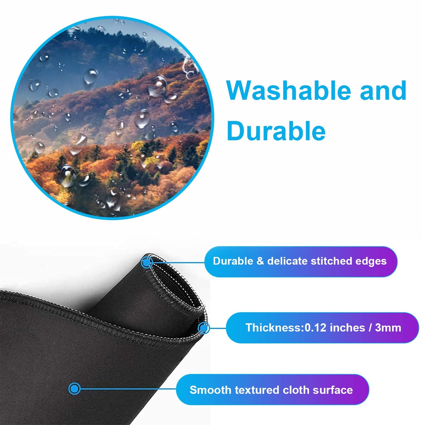 Large Mountain View Patterned Mouse Pad, Anti Slip Gaming Keyboard Desk Pad