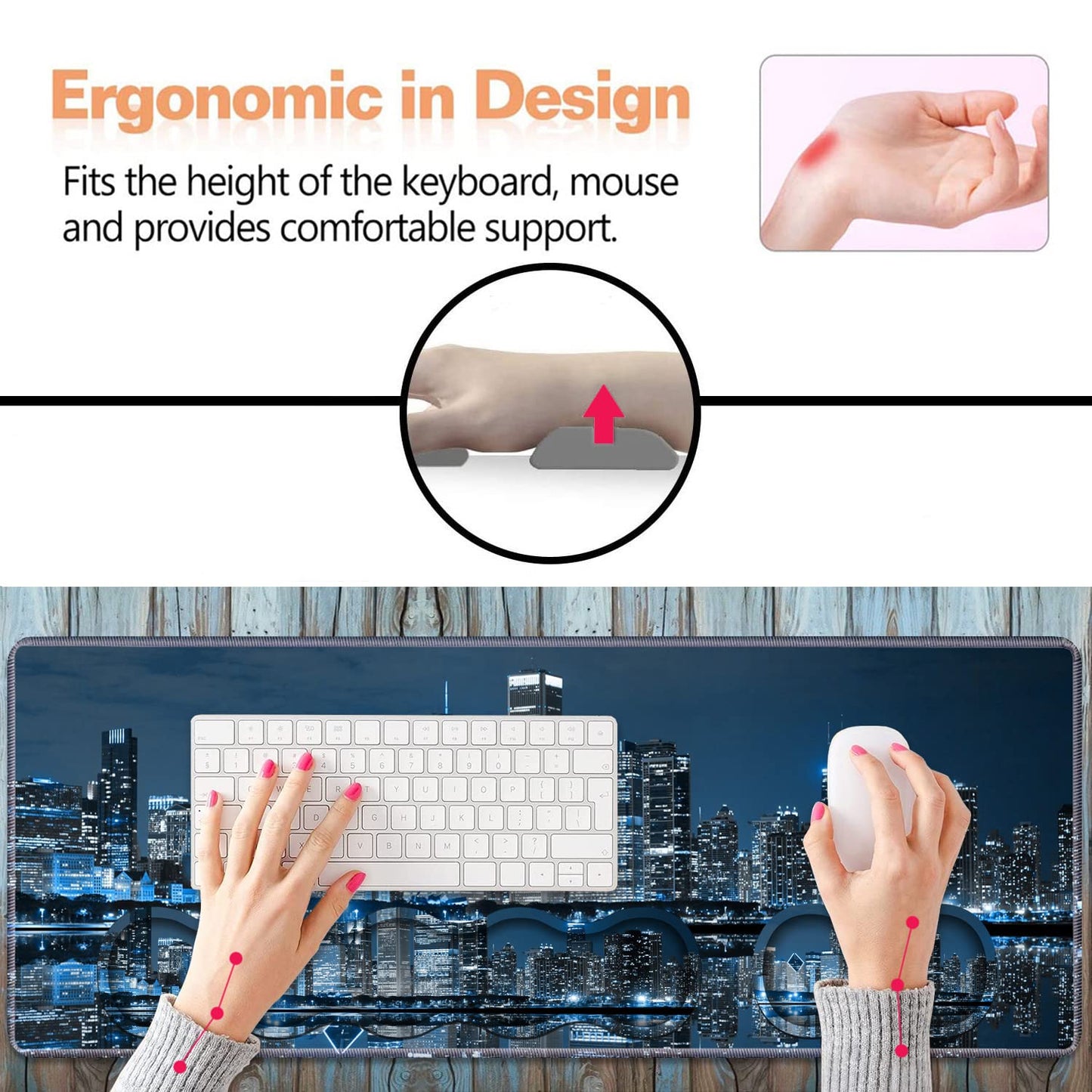 Ergonomic Keyboard Wrist Rest & Mouse Pad Wrist Rest Set, Large XXL Gaming Desk Mat 31.5"x 11.8"