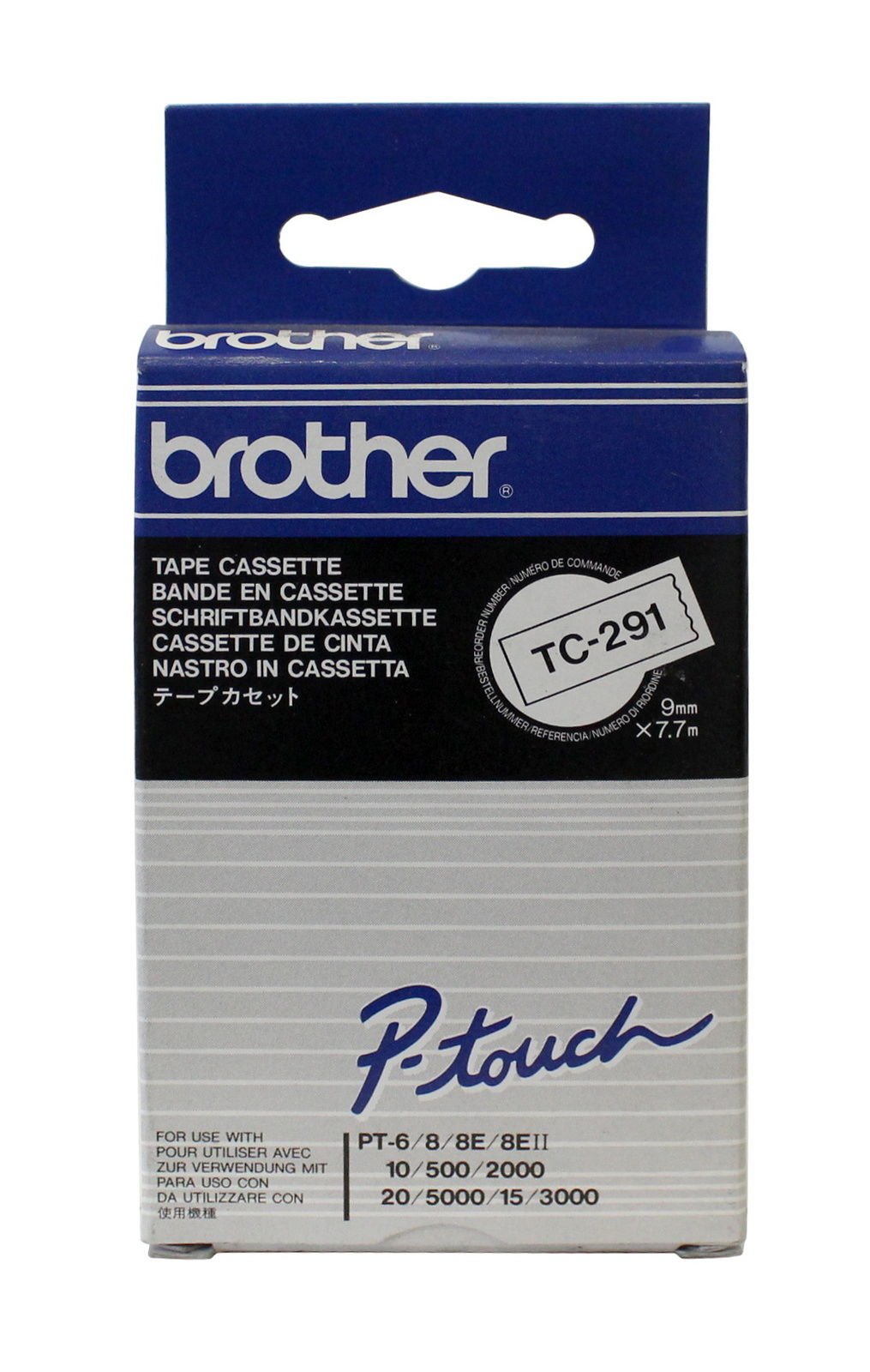 Brother TC291 9mm Black on White Tape