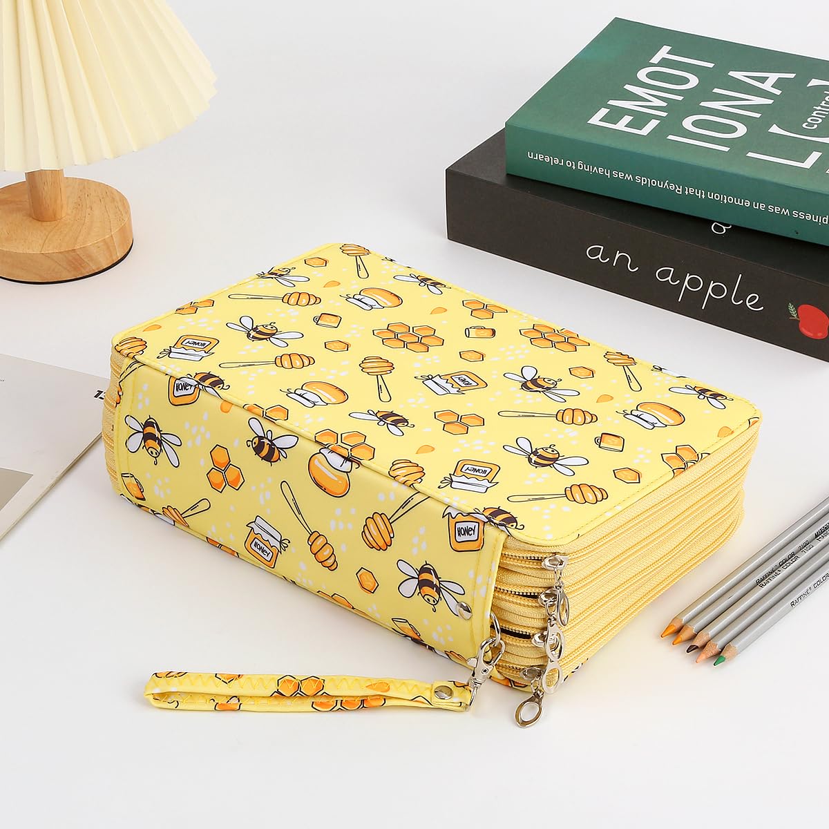 Lbxgap 216 Slots Pencil Case Organizer w/Removal Handle Strap