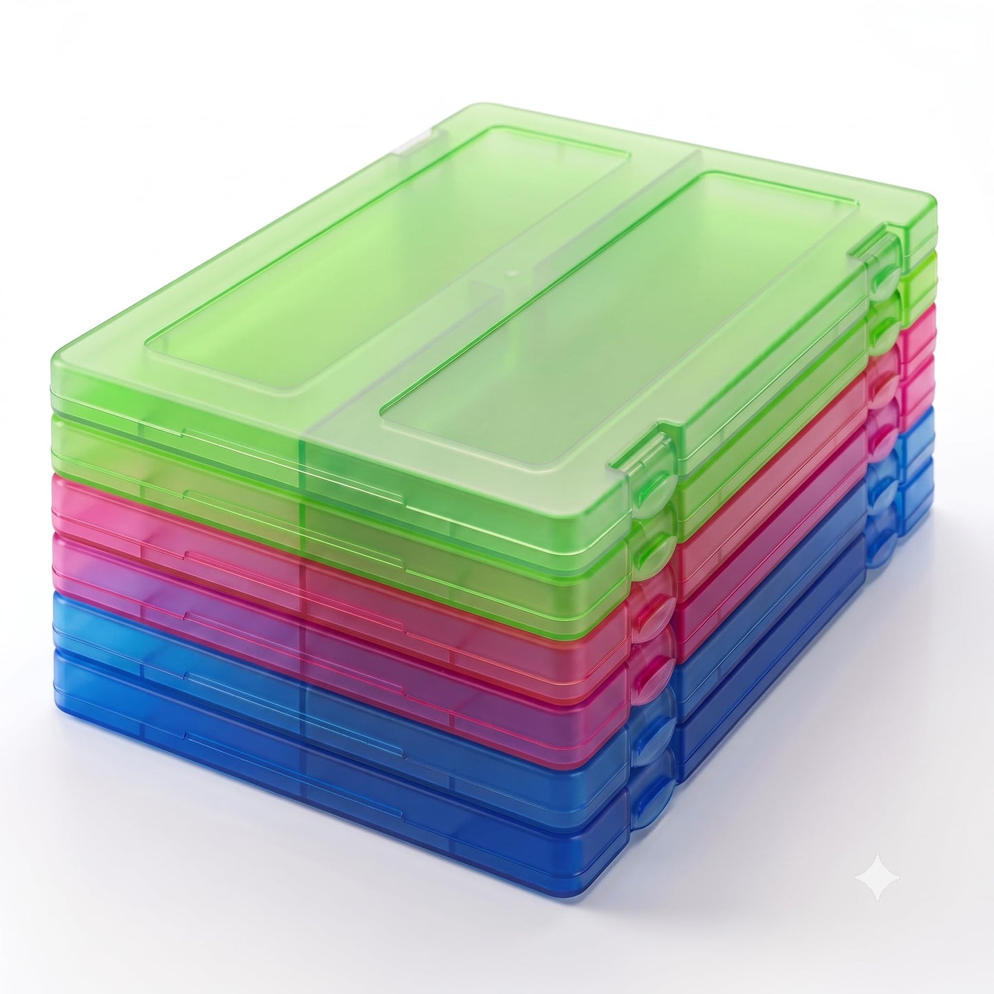 6 Packs A4 Paper Storage Boxes, 8.5 x 11 Plastic Portable Project Case for US letter Size and A4