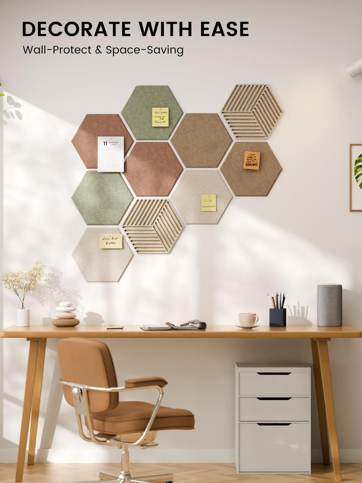 Fluxynara 10-Pack Hexagon Cork Board Alternative, Boho