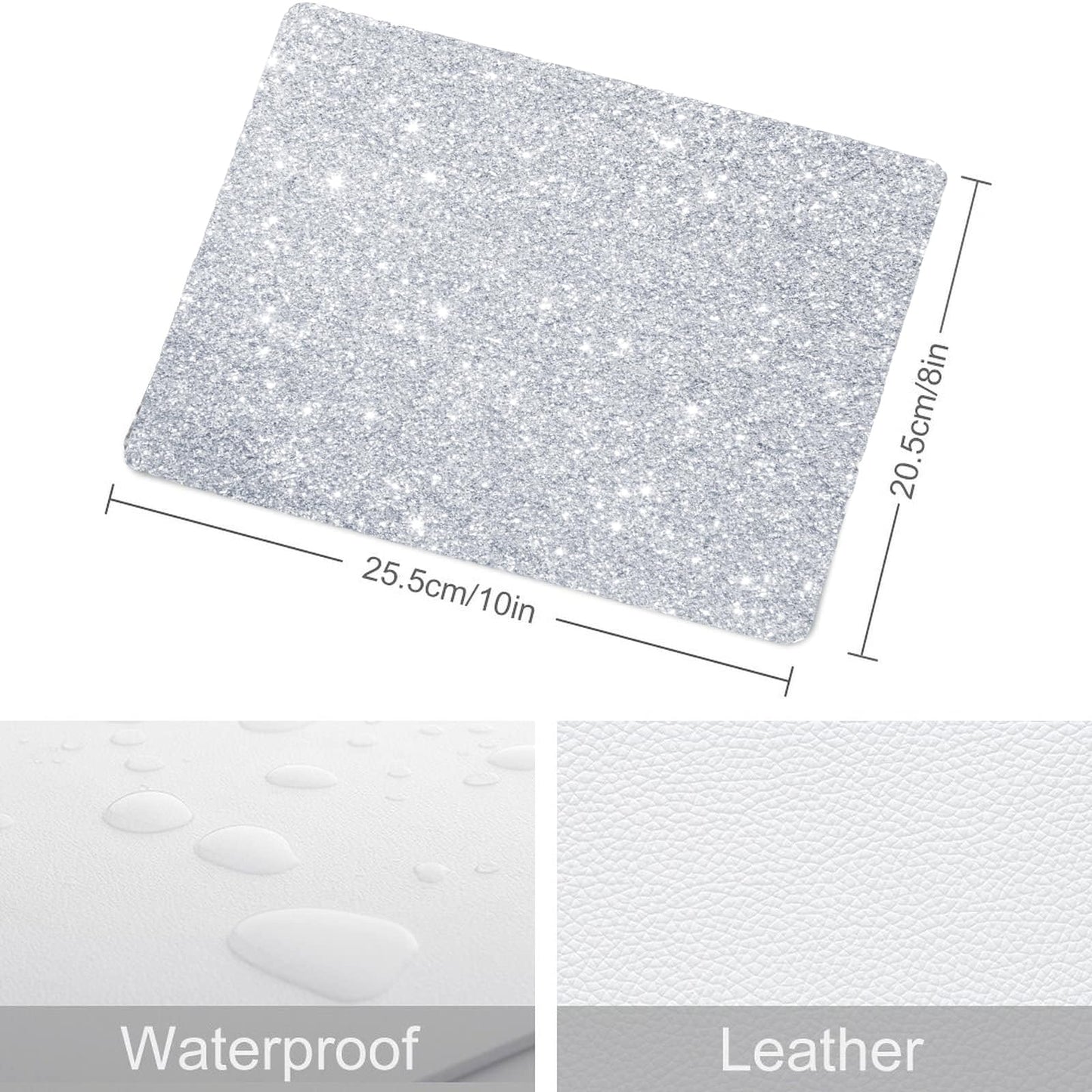 Mouse Pad Diamond Silver Glitter Sparkle Mousepad Bling Desk Accessories Gaming Bling Rubber Pads