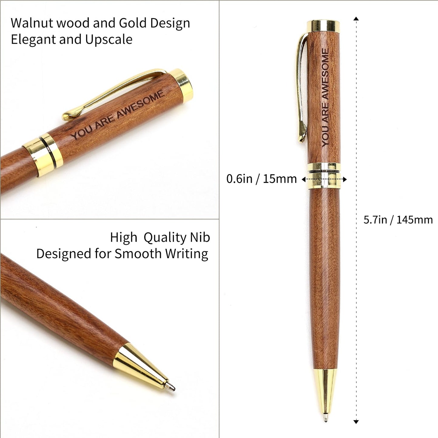 Luxury Wooden Pen Set Thank You Gifts for Women Men Friends Teacher Boss