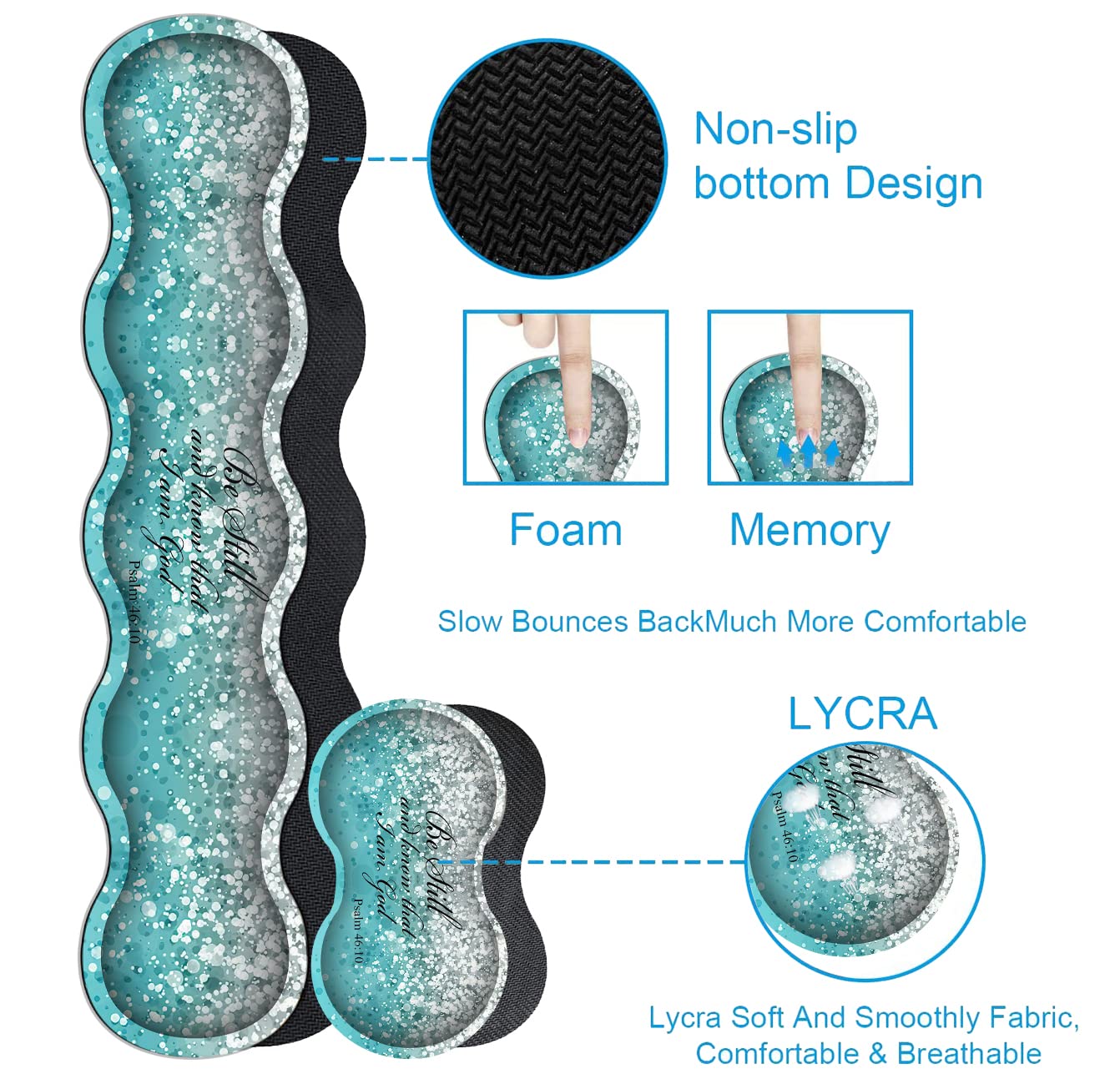 Keyboard Mouse Pad Set,Extended Gaming Mouse Pad + Memory Foam Keyboard Wrist Rest Support, Psalm