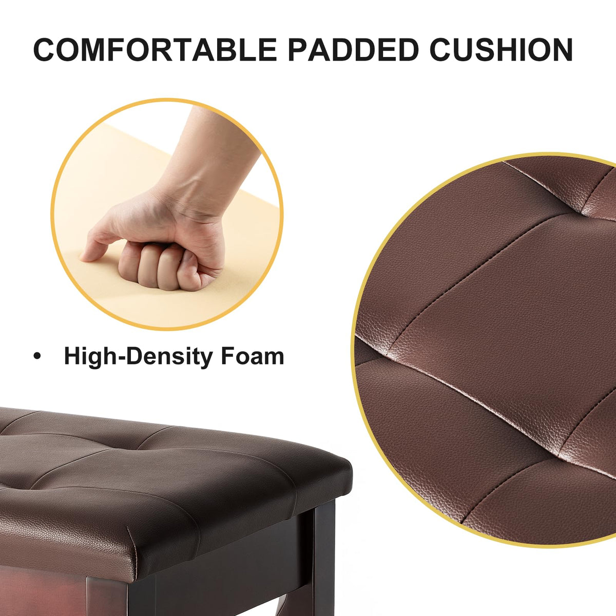 FILISITE Duet Piano Bench with Storage, Wooden Piano Stool with Waterproof Padded Cushion, Bench