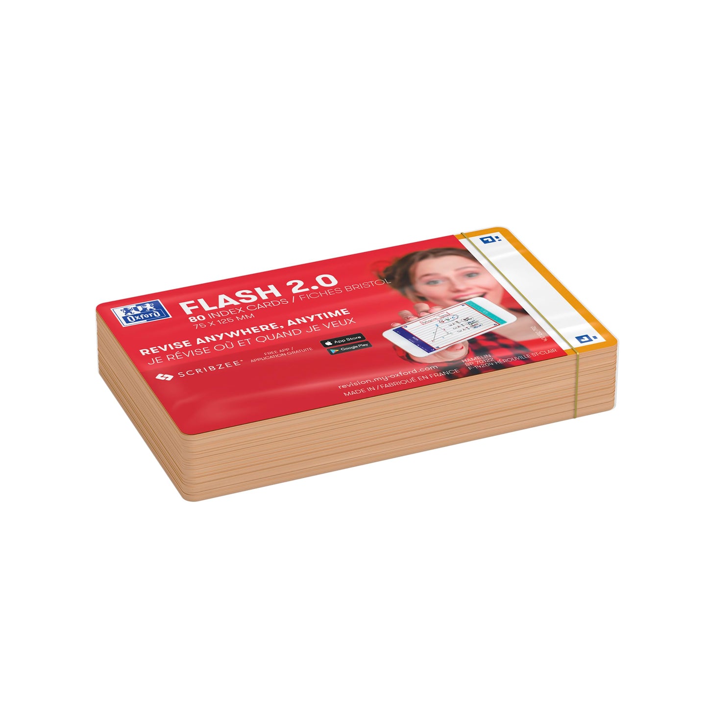 Flash Cards by Oxford, Blank with Orange Frame, Pack of 80 Cards, 7.5 x 12.5cm Size