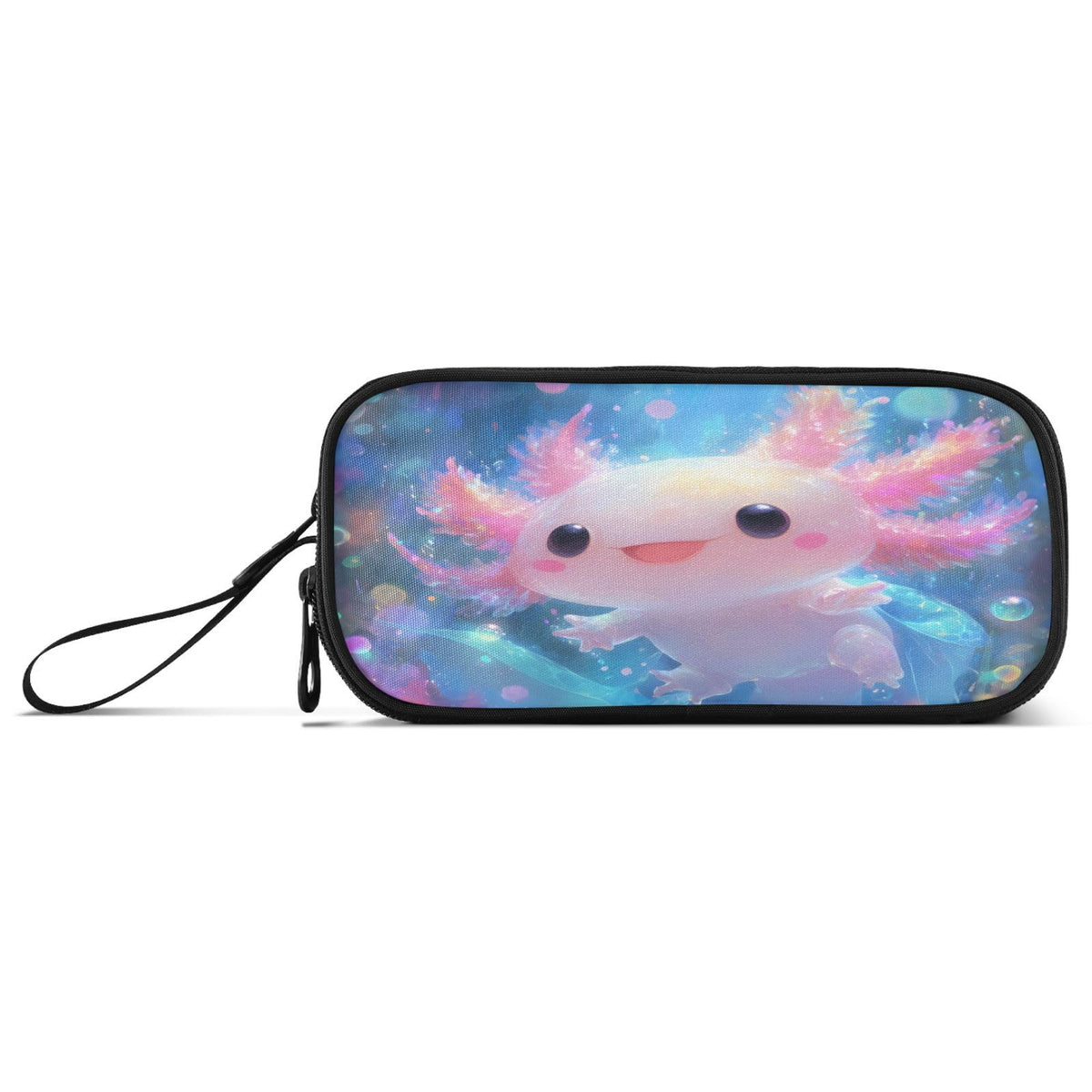 BOENLE Shiny Axolotl Pencil Case Box Boys Girls Large Pencil Pouch Zipper Compartments Big Capacity