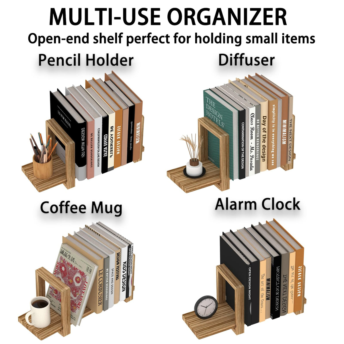 YUELGUANG Adjustable Desktop Bookshelf Wooden Desk Book Holder Organizer Tabletop Bookshelf Mini