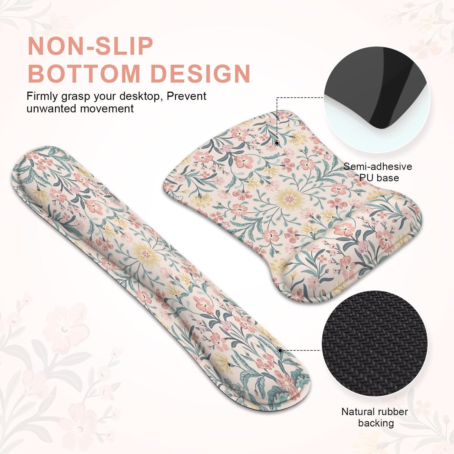 iCasso Ergonomic Mouse Pad, Keyboard Wrist Rest, Memory Foam Mousepad with Wrist Support, Easy