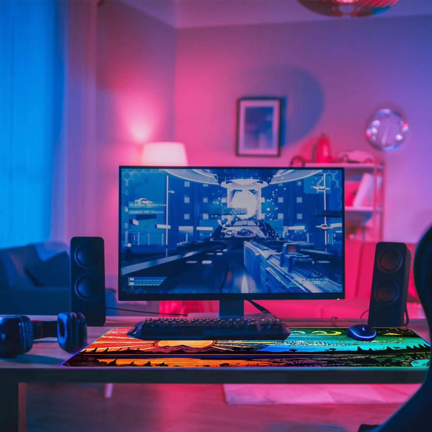 DINKY RGB Mouse Pad Large, Led Gaming Mousepad Glowing Mat Colorful Soft Keyboard Mat for Computer