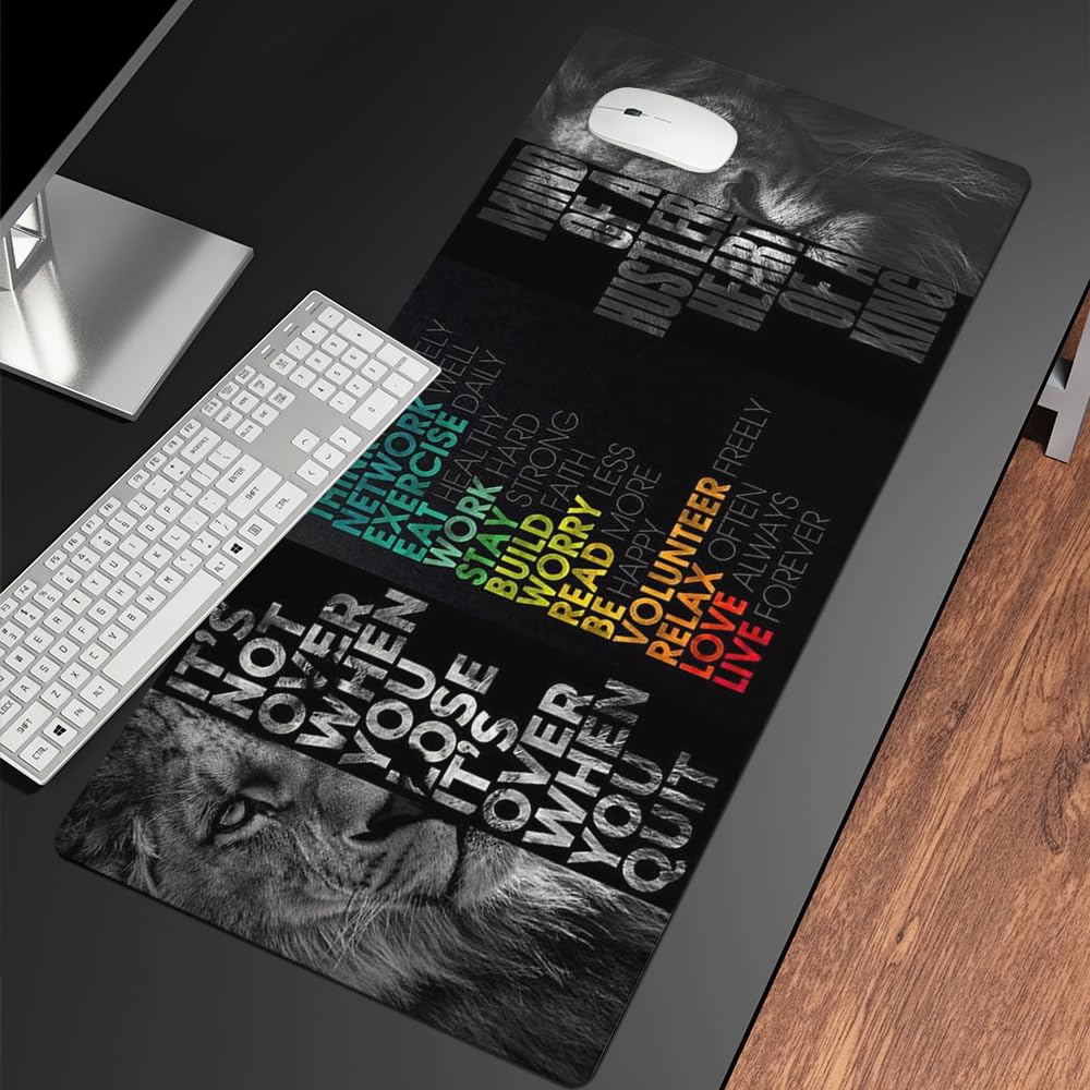 Reateforin Black Gray Lion Keyboard Mat Positive Saying Mousepad Office Long Mouse Pad It is not